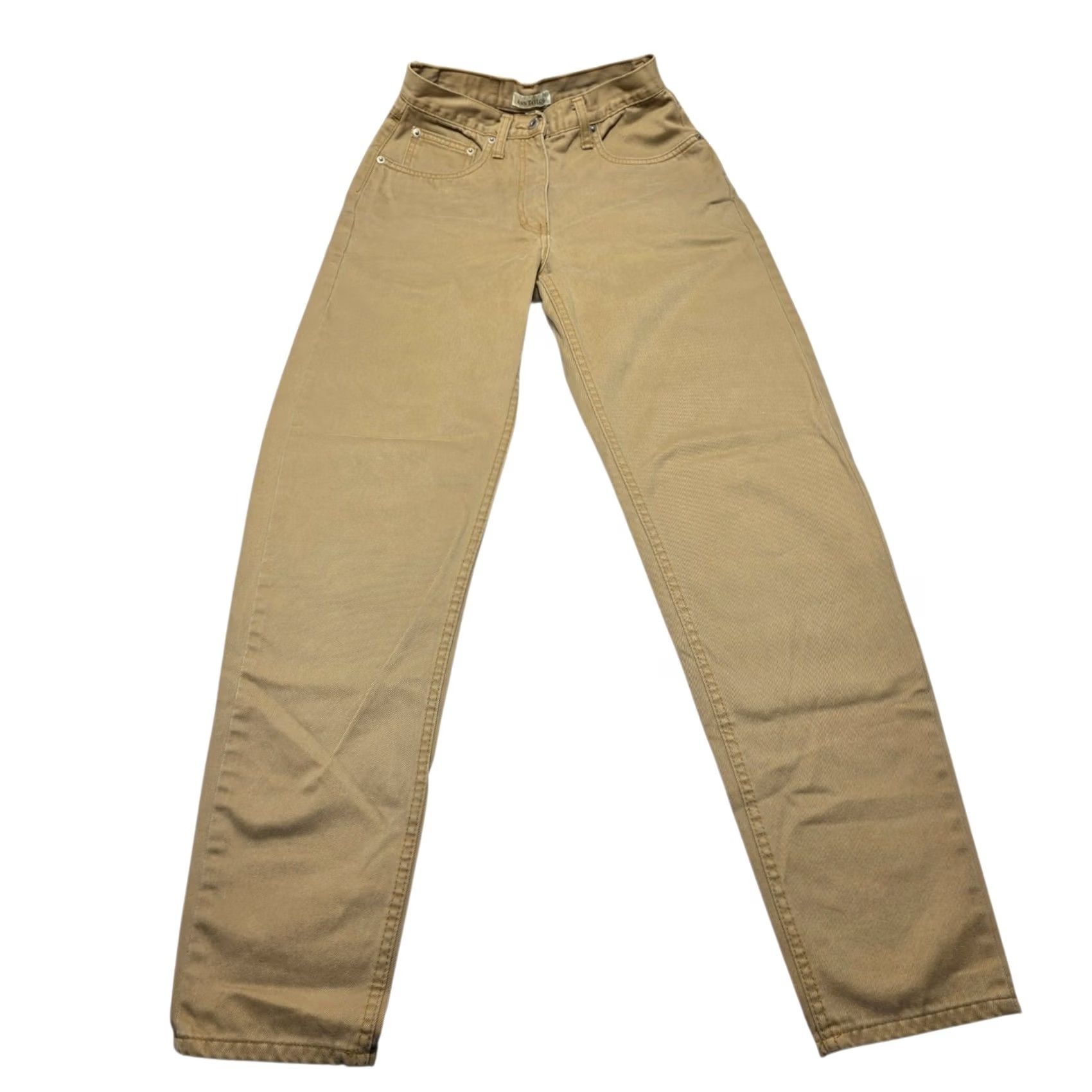 Ann Taylor VINTAGE Ann Taylor AT Denim Jeans Pants 90s Womens 6L Brown Khaki Denim Straight Pockets Regular Rise High Inseam 31in Size 28" / US 6 / IT 42 - 3 Thumbnail