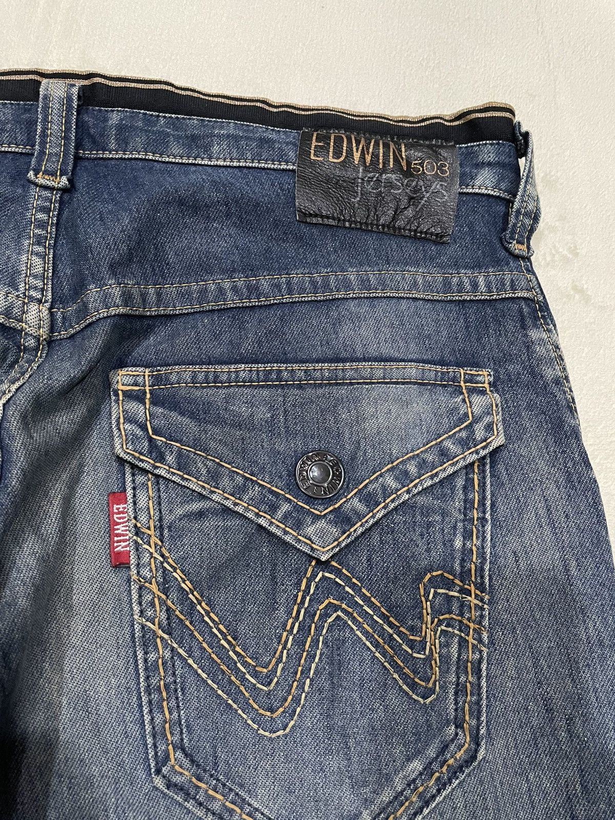 Edwin Vintage Edwin 503 Jerseys Twist Leg Distressed Denim Jeans Size US 35 - 18 Thumbnail