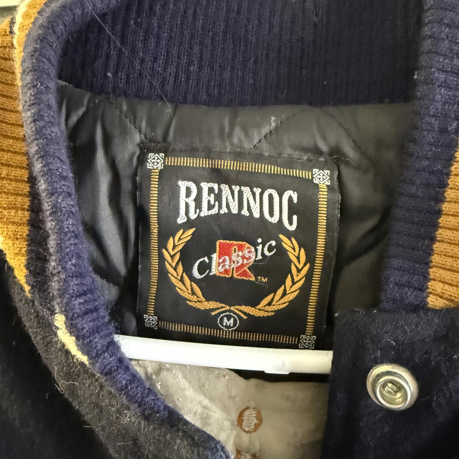 Rennoc Vintage 2000's Rennoc Navy, Black, and Gold Varsity Jacket Size US M / EU 48-50 / 2 - 6 Thumbnail