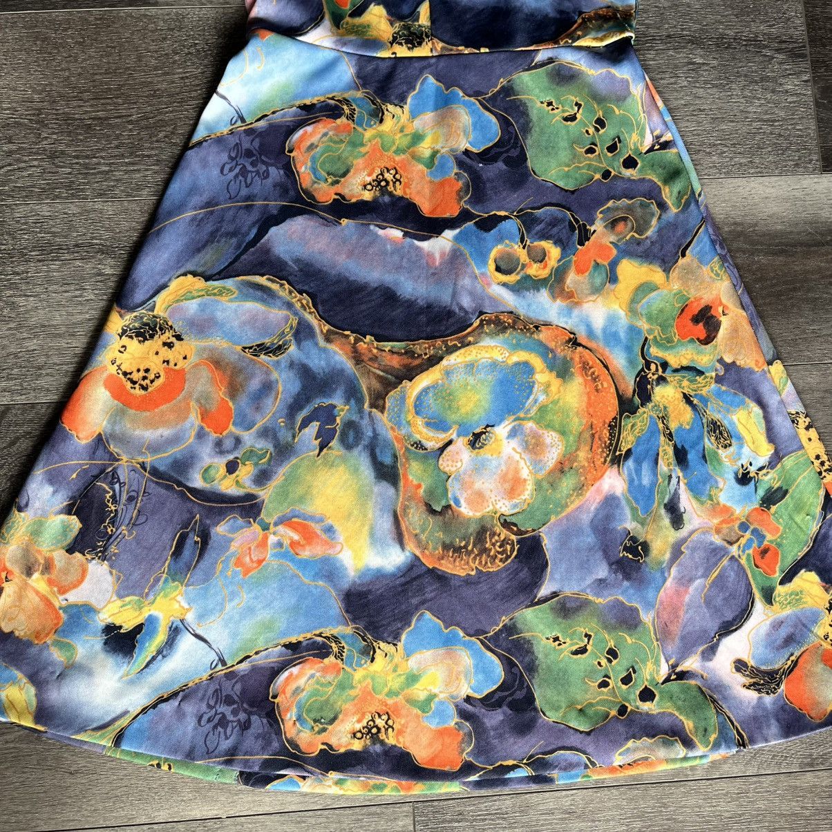Vintage Vintage 1970s Jerrie Lurie Floral Avant-Garde Pattern Dress Size L / US 10 / IT 46 - 4 Thumbnail