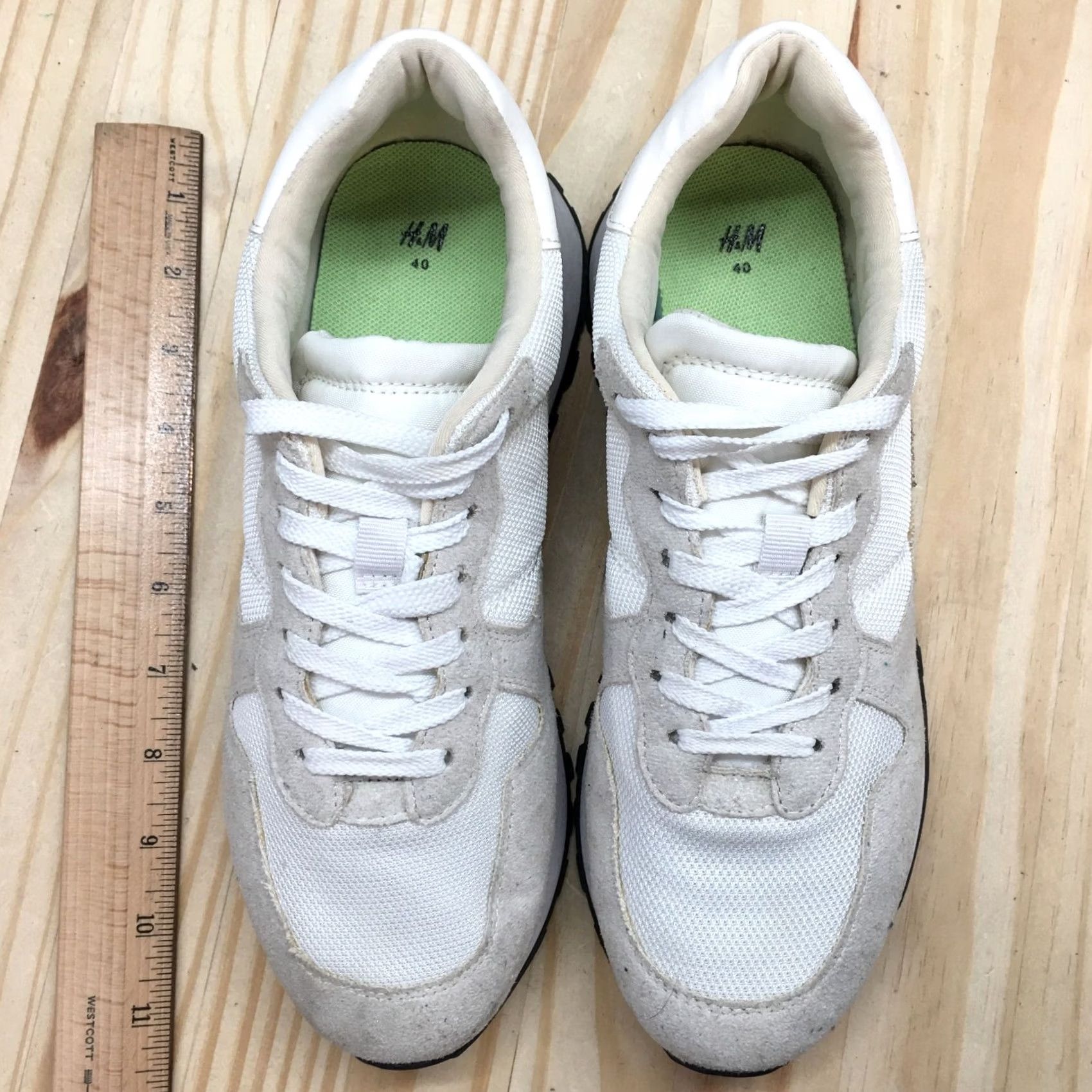 H&M H&M Sneaker Womens 9 White Walking Laced Up Round Toe Casual Comfort Suede Size US 9 / IT 39 - 7 Thumbnail