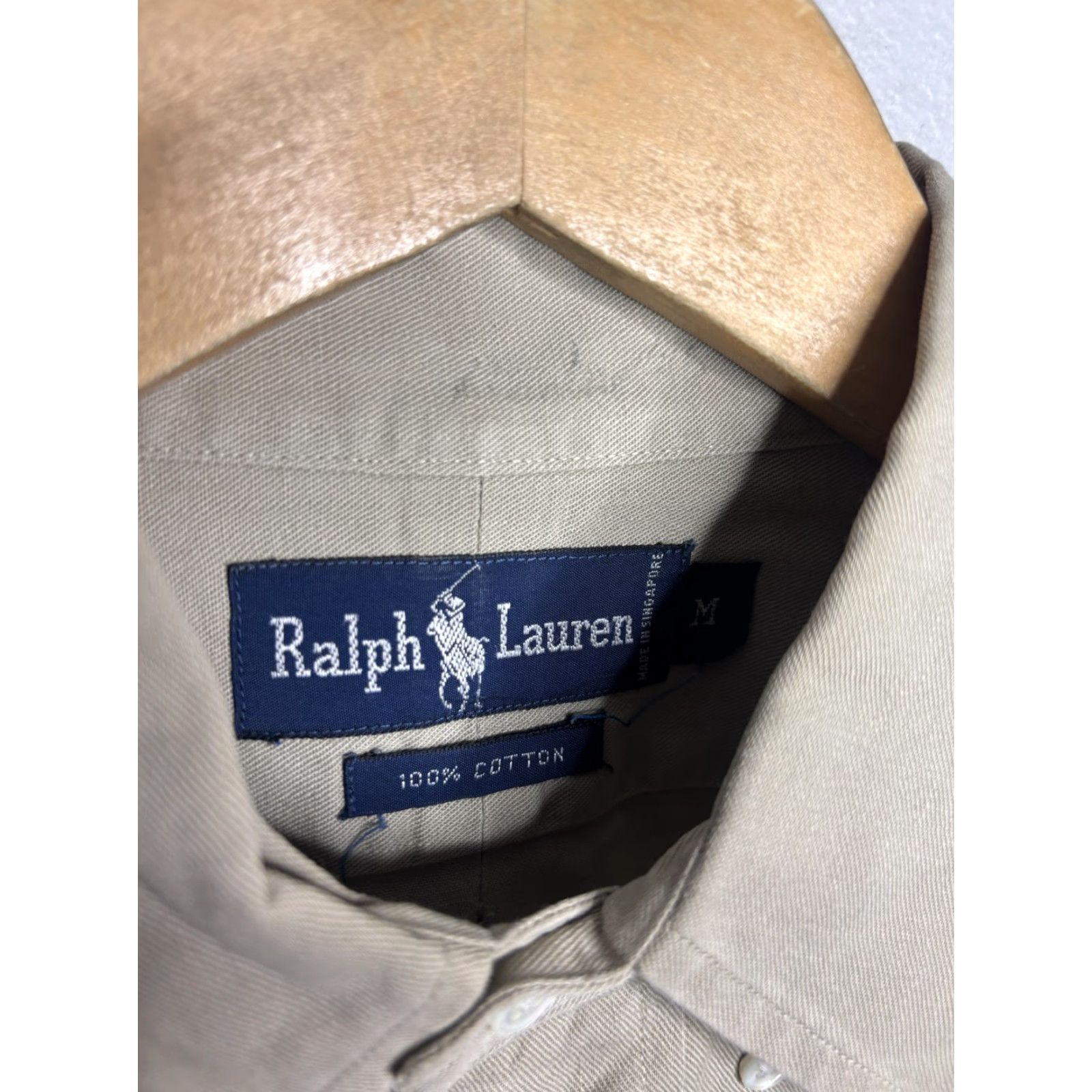 Ralph Lauren Ralph Lauren Oxford Shirt Mens M Khaki Button Long Sleeve Pocket Logo Vintage Shirt Size US M / EU 48-50 / 2 - 4 Thumbnail
