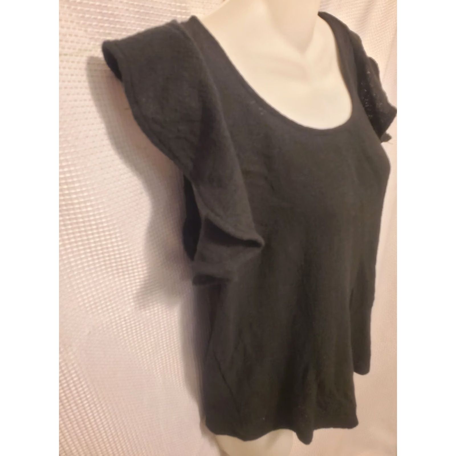 Madewell Madewell Black Linen Blend Textured Ruffle-Sleeve Tank Top Womens Medium Peasant Size M / US 6-8 / IT 42-44 - 3 Thumbnail