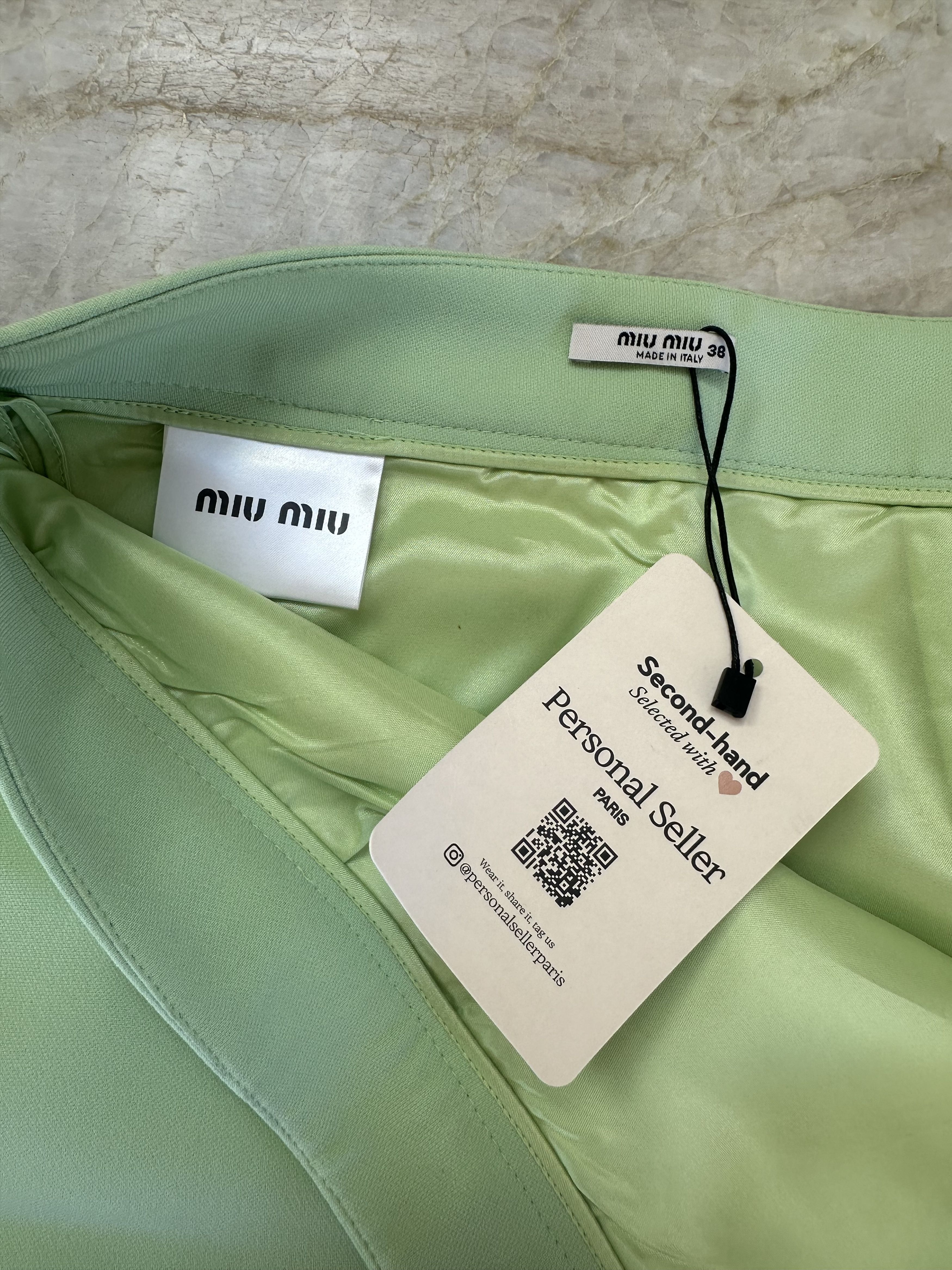 Miu Miu Miu Miu mint green mini skirt Size 26" / US 2 / IT 38 - 3 Thumbnail