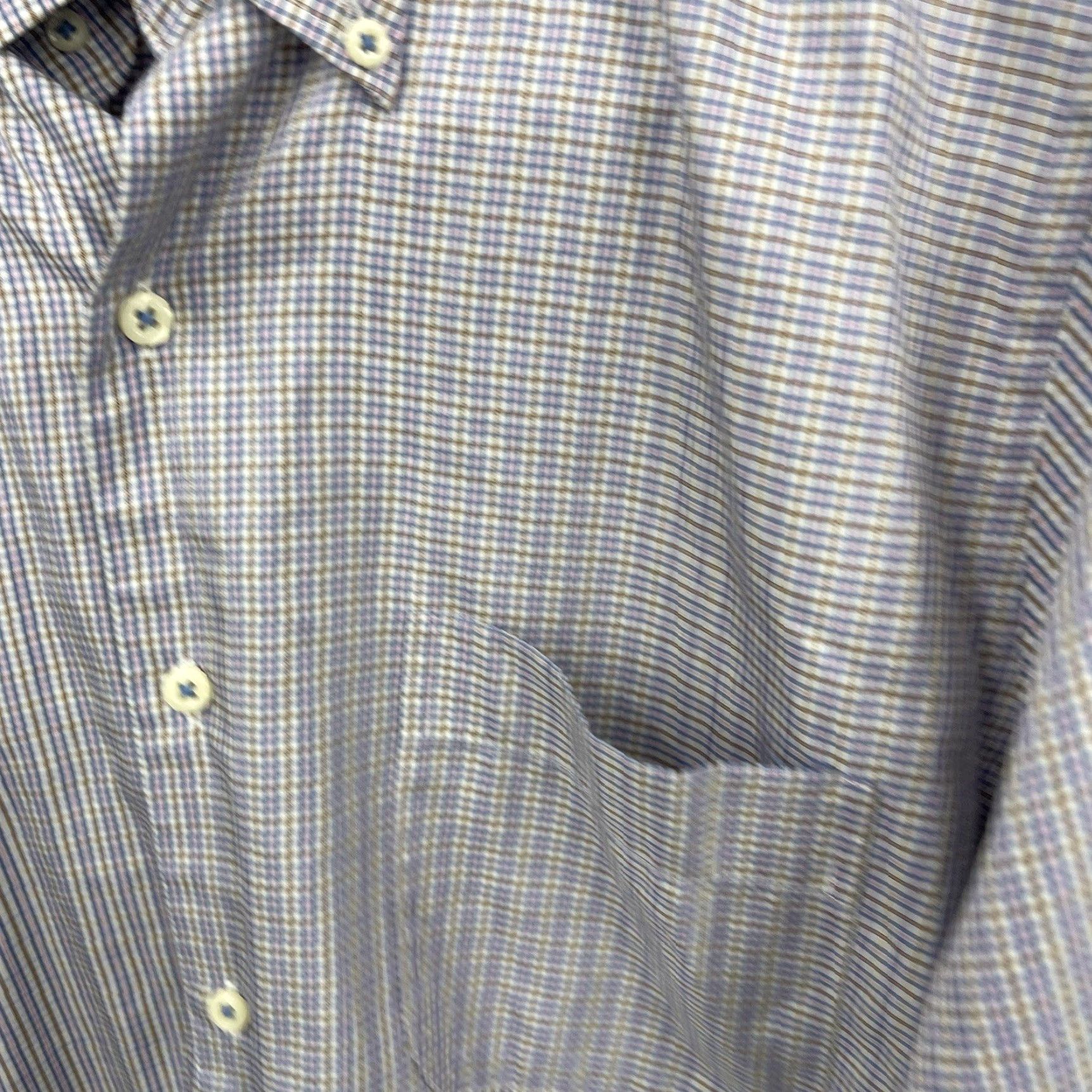 Peter Millar Peter Millar Men's Shirt Casual Business Plaid Button-Down Gingham Cotton Silk, Medium, Blue Size US M / EU 48-50 / 2 - 7 Thumbnail