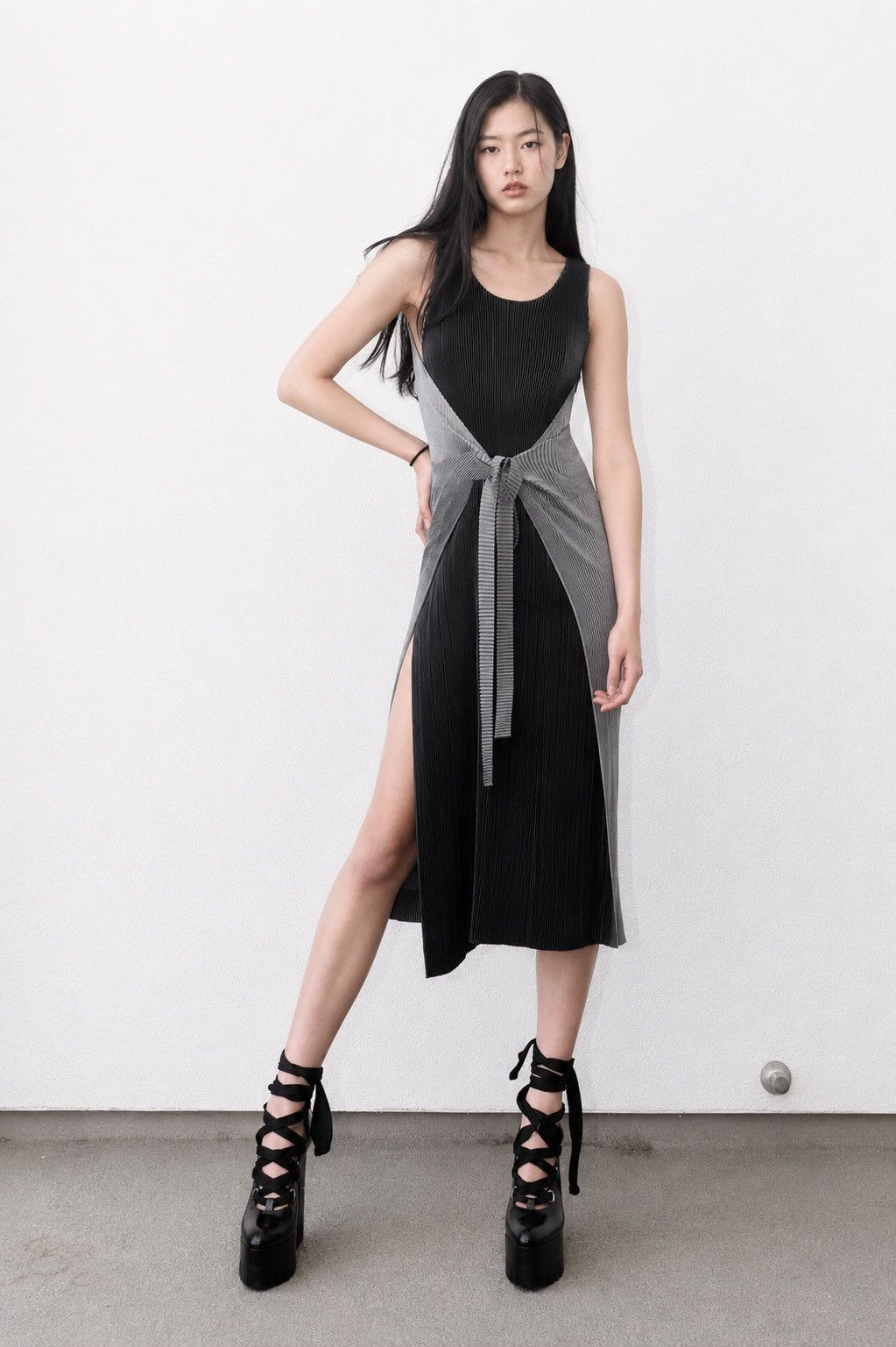 Issey Miyake IM Pleated Two Tone Apron Dress | Grailed