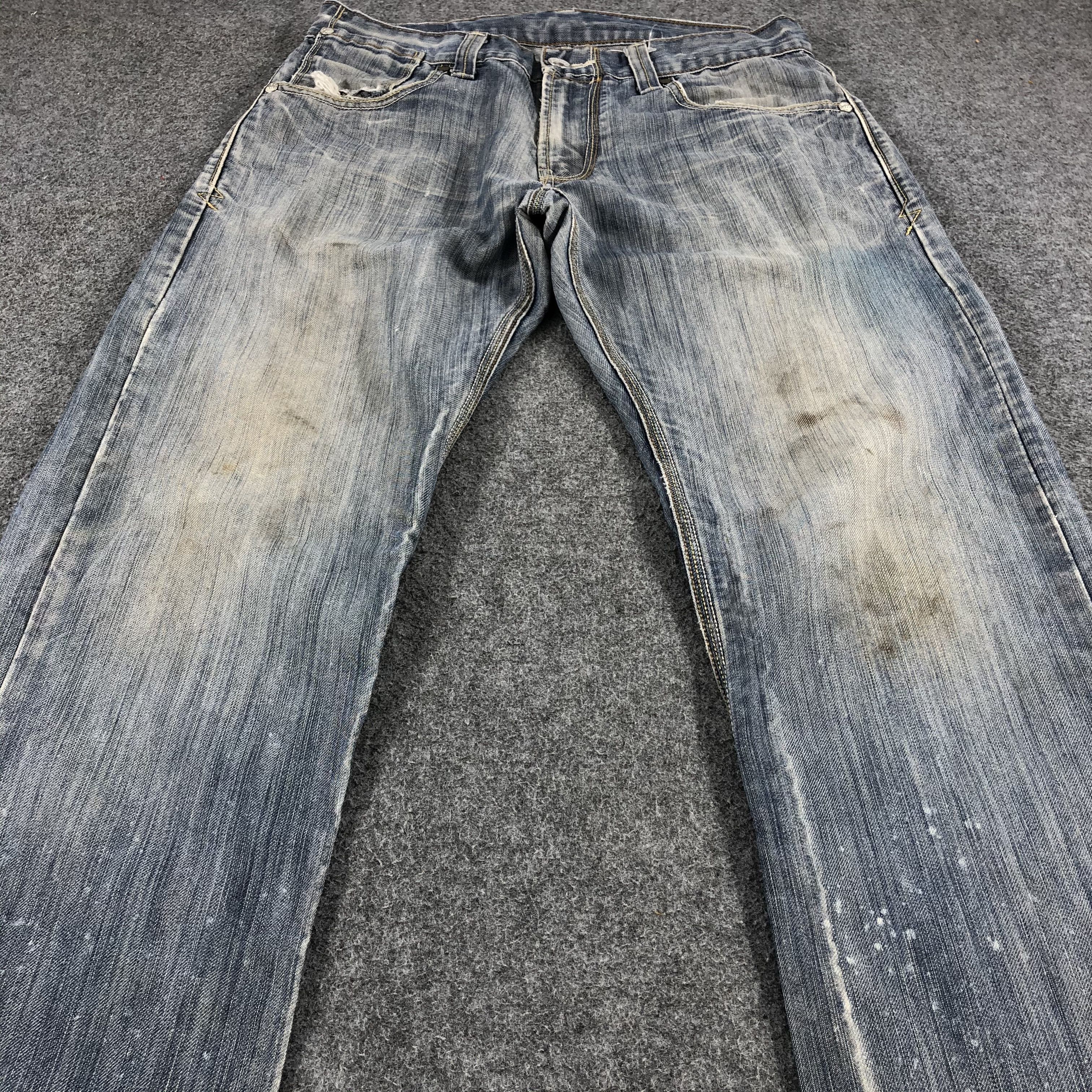 Dirty Levis 514 Vintage Jeans Faded Blue Denim-J1093