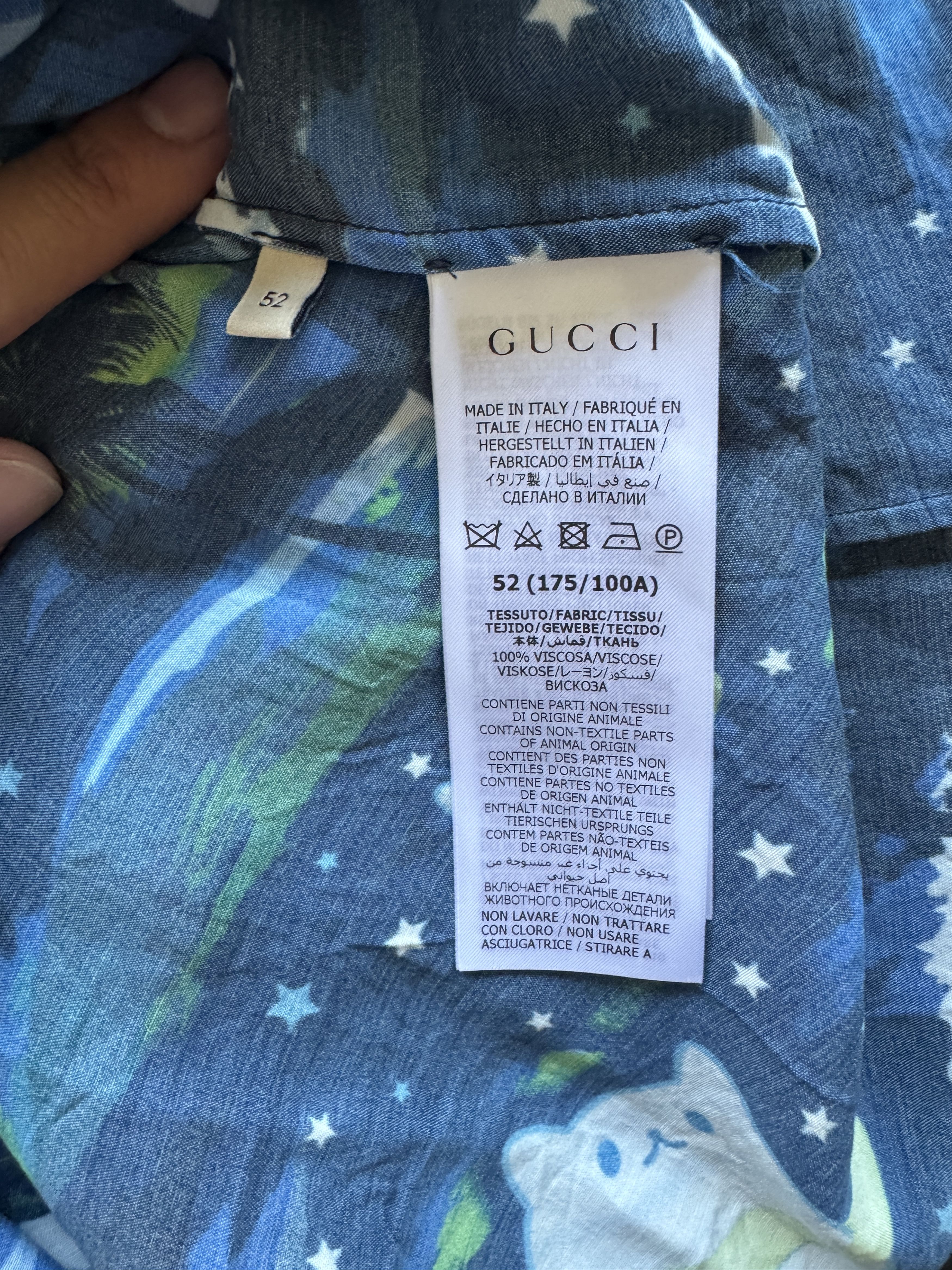 Gucci UFO Cat Print Bowling Shirt Size US L / EU 52-54 / 3 - 14 Thumbnail