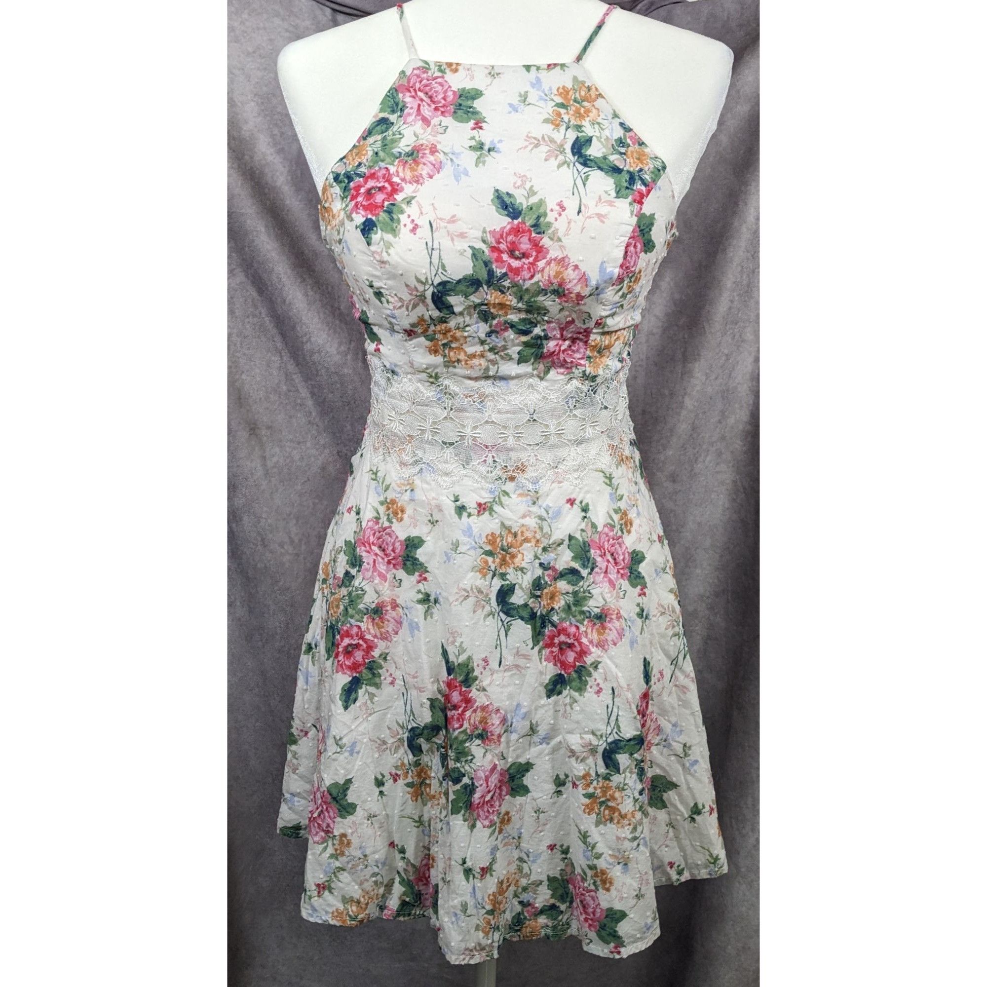 Other 90s Style Floral Lace Waist Halter Dress by City Studio Size S / US 4 / IT 40 - 4 Thumbnail