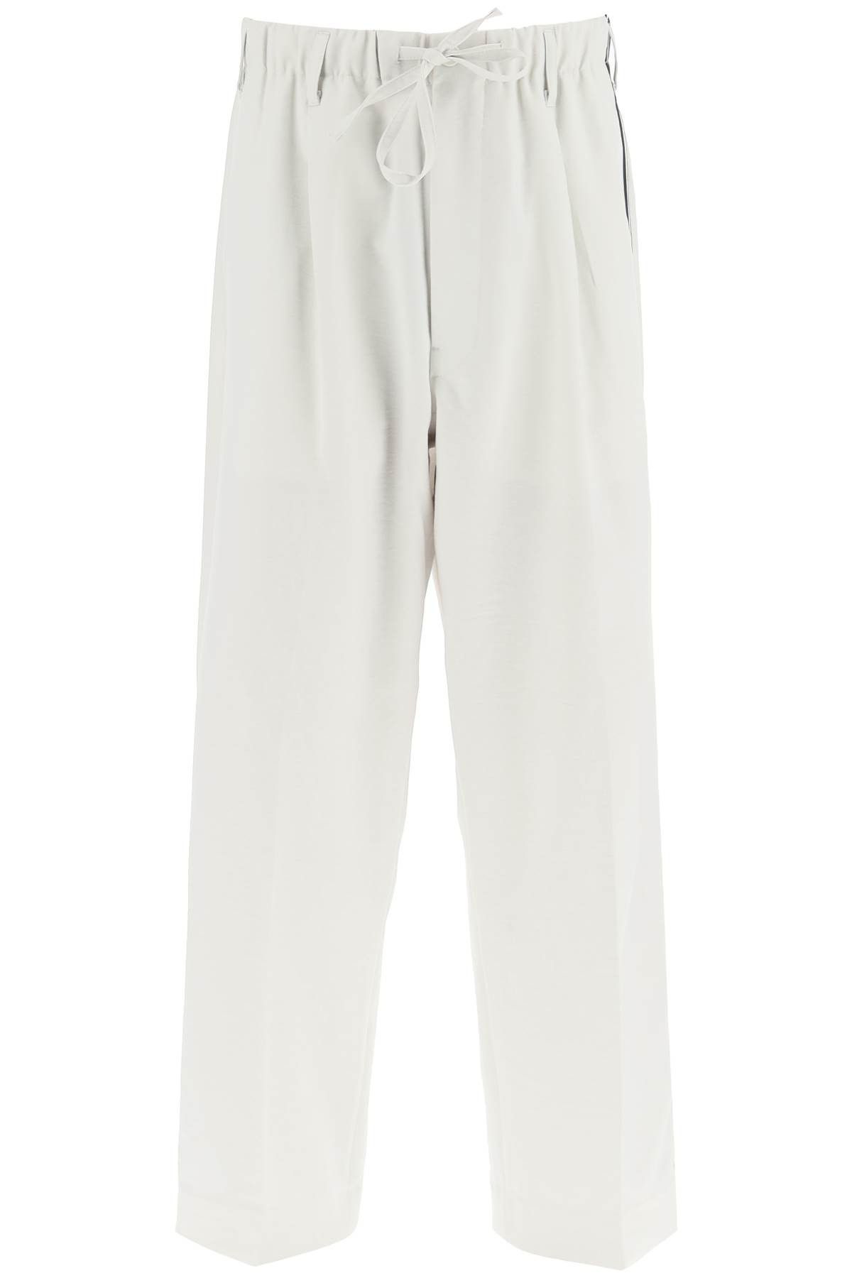 image of Y 3 Lightweight Twill Pants With Side Stripes in Bianco, Men's (Size 32)