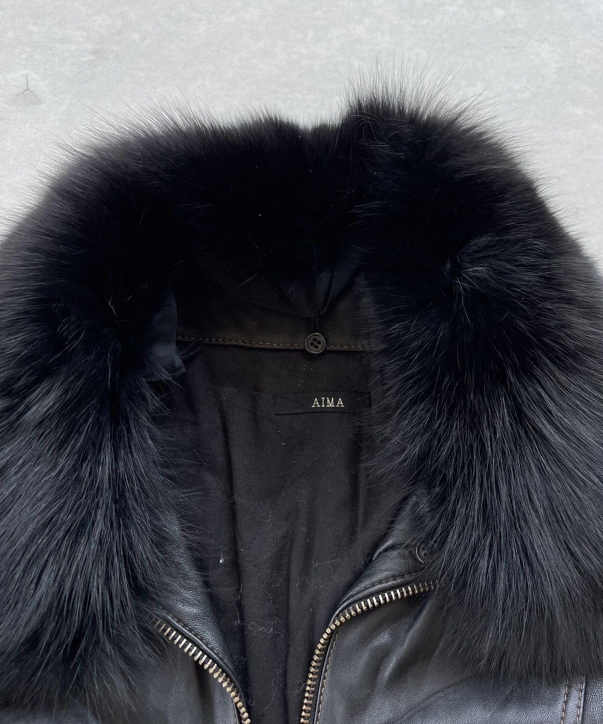 KMRii 🔥VINTAGE 2000'S AIMA FUR COLLARED BLACK BIKER LEATHER JACKET Size US M / EU 48-50 / 2 - 9 Thumbnail