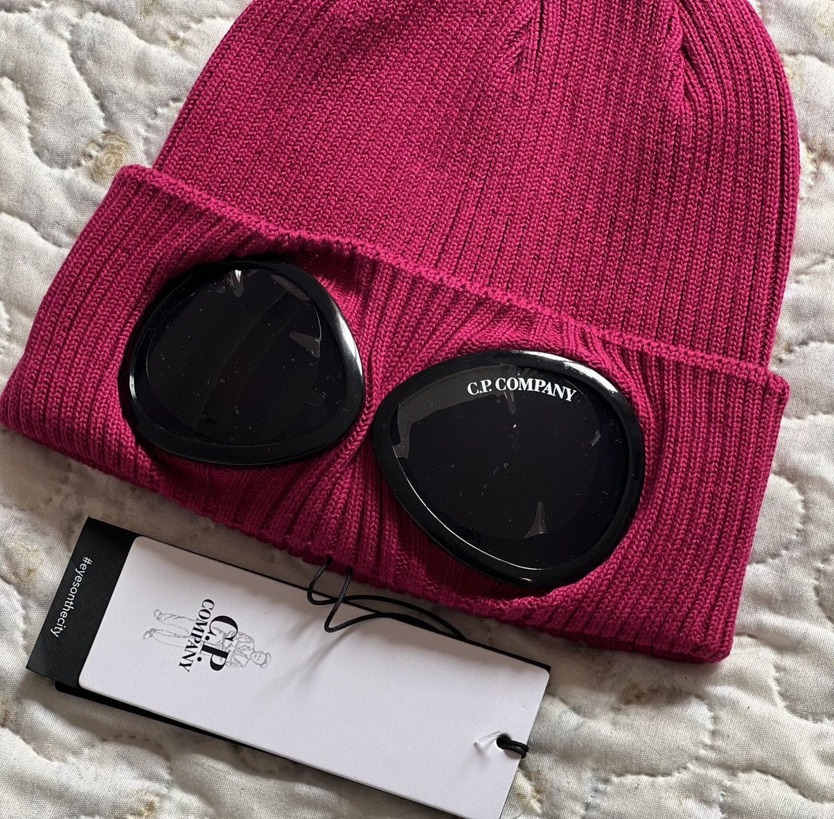 C.P. Company C.P. Company COTTON GOGGLE BEANIE glass hat cap magenta red Size ONE SIZE - 2 Thumbnail