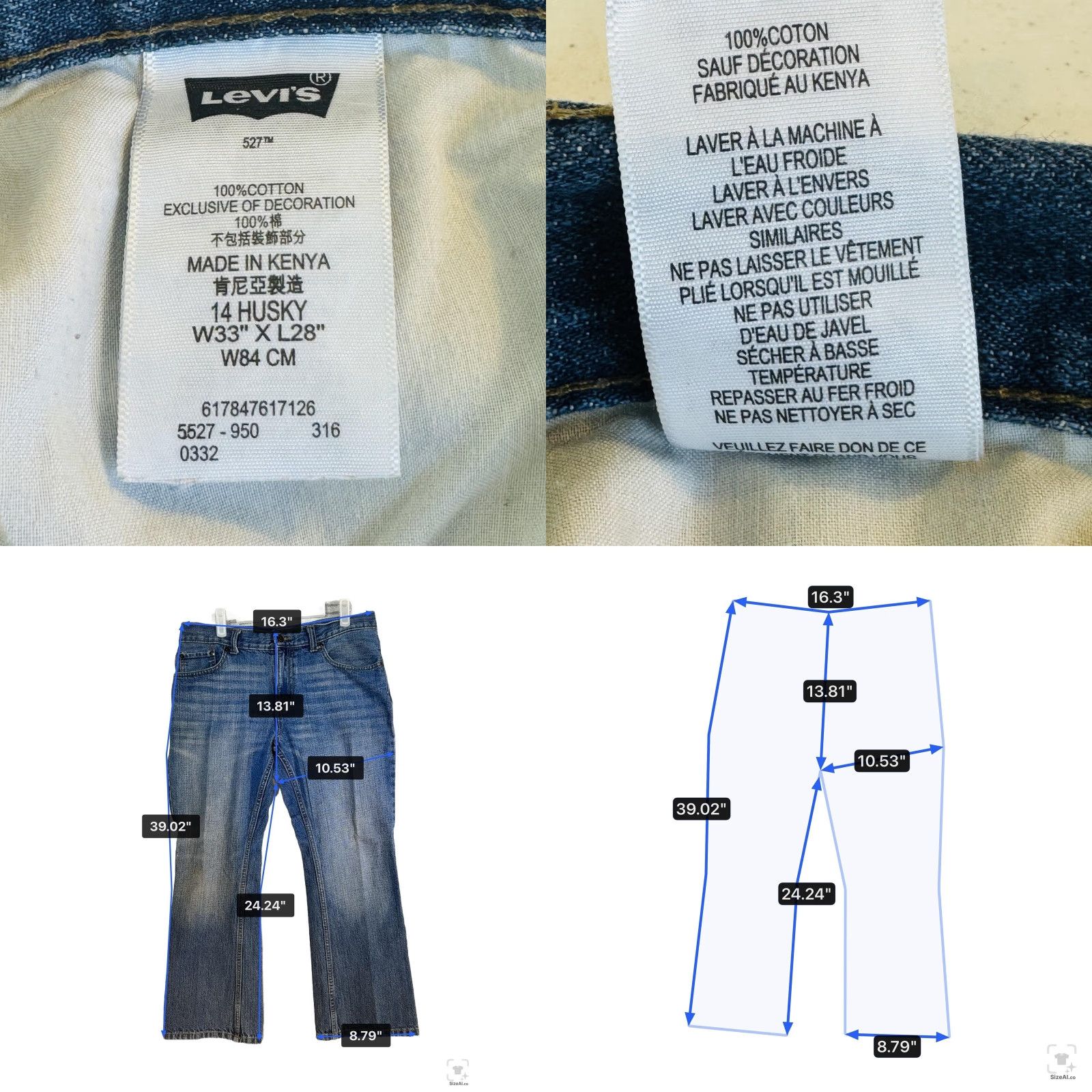 Levi's Levis 527 Jeans Teens Blue Medium Wash Bootcut Slim Denim Zip Fly Adult? (clarify not included) Size US 33 - 8 Thumbnail