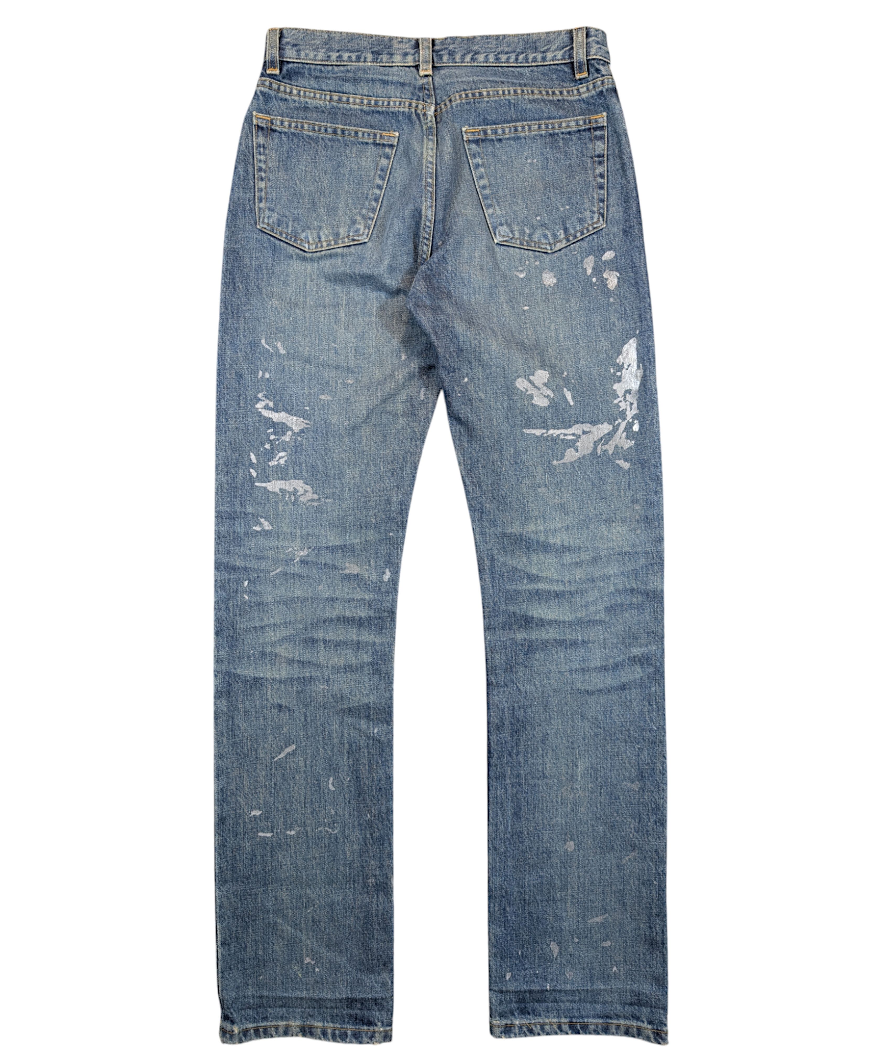 Helmut Lang Helmut Lang OG 1999 Silver Paint Splatter Painter Denim Size US 28 / EU 44 - 2 Thumbnail