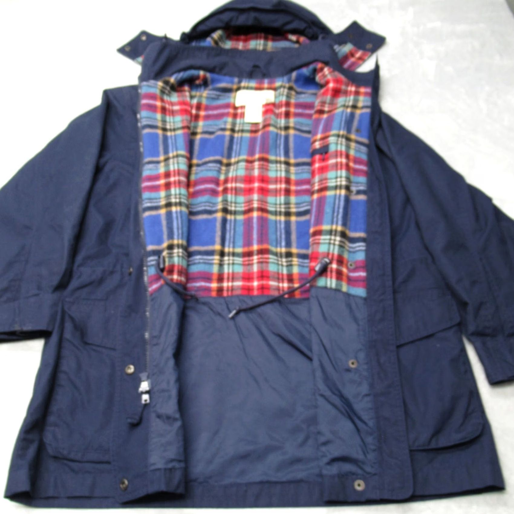 Eddie Bauer Eddie Bauer Parka Jacket Women Medium Blue Canvas Hooded Lined Wool Flannel Pocket Long Coat Size M / US 6-8 / IT 42-44 - 2 Thumbnail