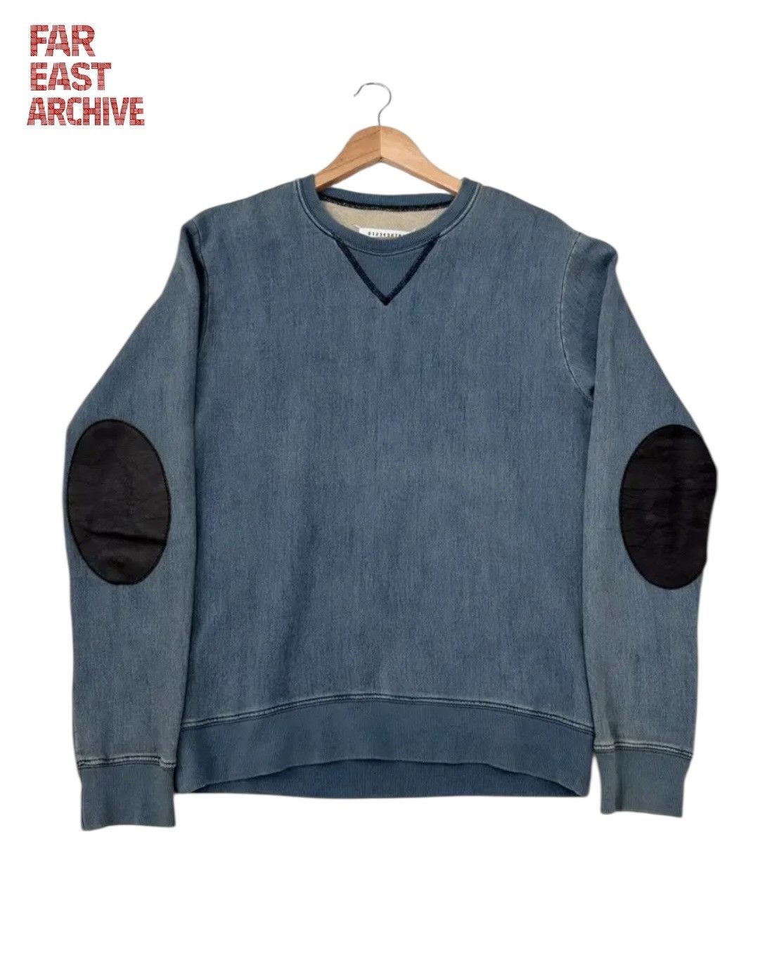 Maison Margiela Maison Margiela Washed Denim Elbow Patch Sweatshirt Size US M / EU 48-50 / 2 - 1 Thumbnail