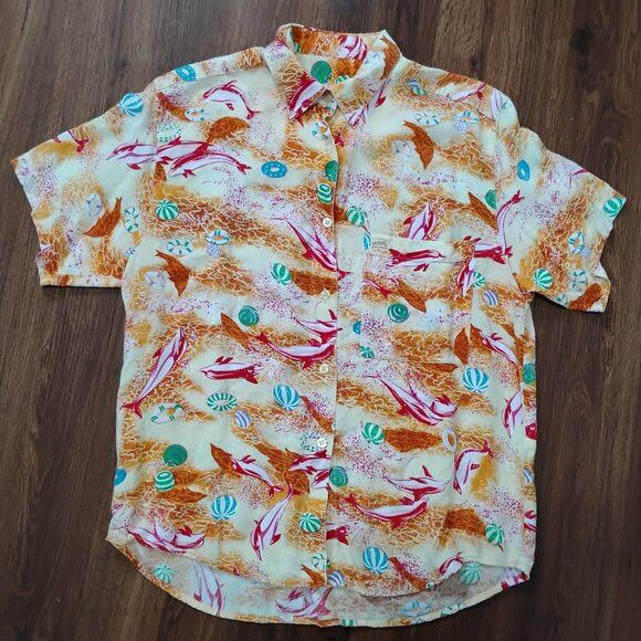 Guess Vintage Guess Georges Marciano Pink Dolphin Hawaiian Shirt Size US L / EU 52-54 / 3 - 2 Thumbnail