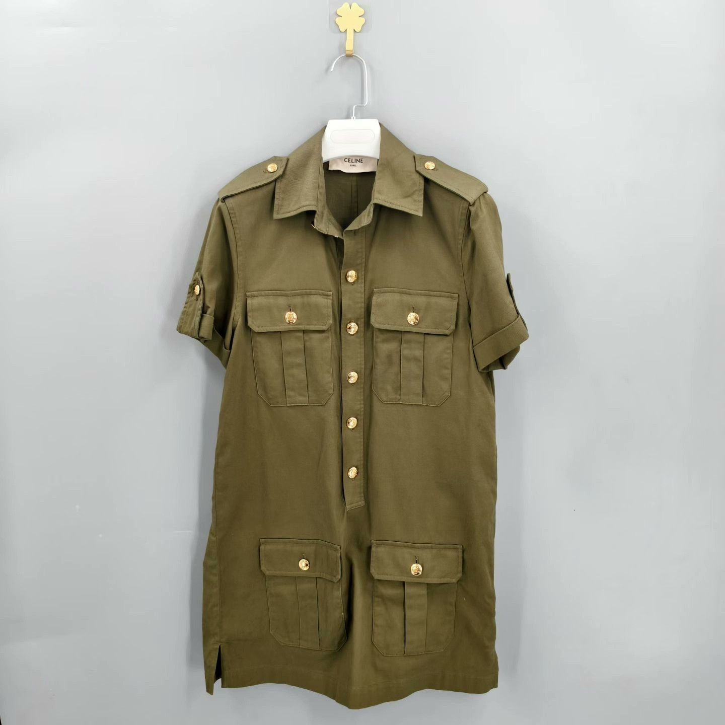 Celine Celine Military Green Cargo Dress Size XXS / US 00 / IT 34 - 1 Thumbnail