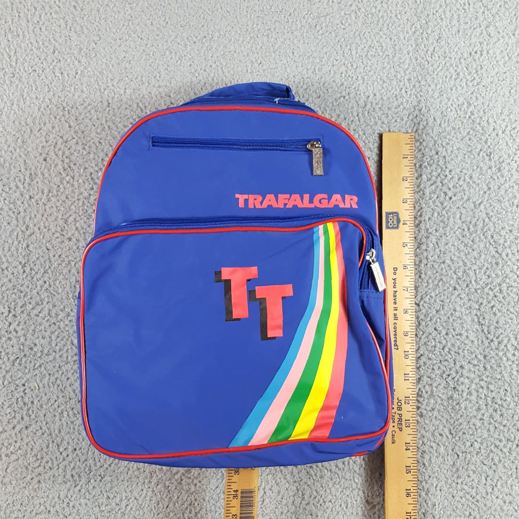 Vintage VINTAGE Trafalgar Backpack Unisex Small Travel Bag 80s Rainbow Blue Nylon Backpack Mens Womens 80s Theme Size ONE SIZE - 7 Thumbnail
