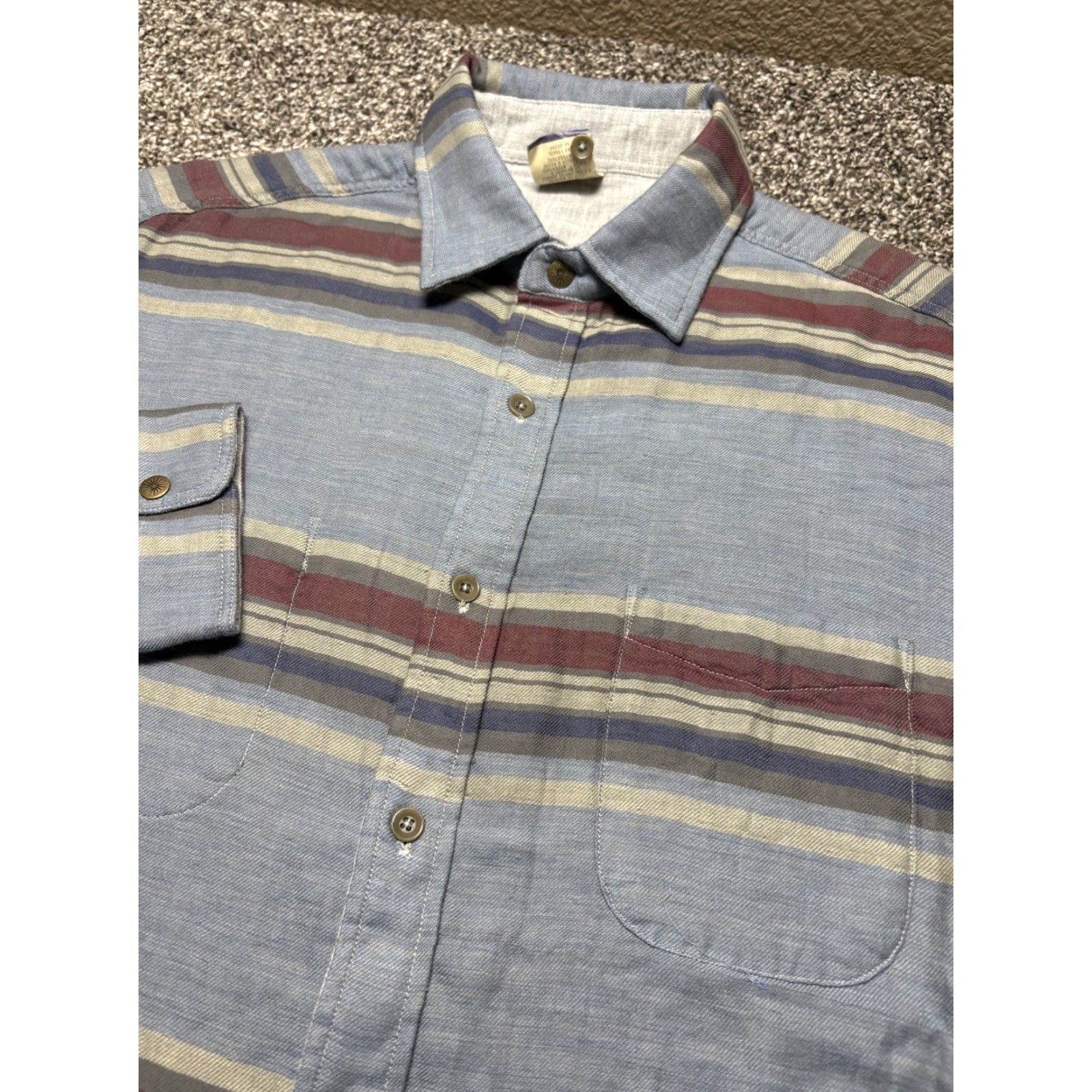 Faherty Faherty Reversable Shirt Shaket Mens Medium Flannel Cotton Long Sleeve Snap Cuff Striped Pattern Outdoor Classic Shirt Mens M Blue Size US M / EU 48-50 / 2 - 2 Thumbnail