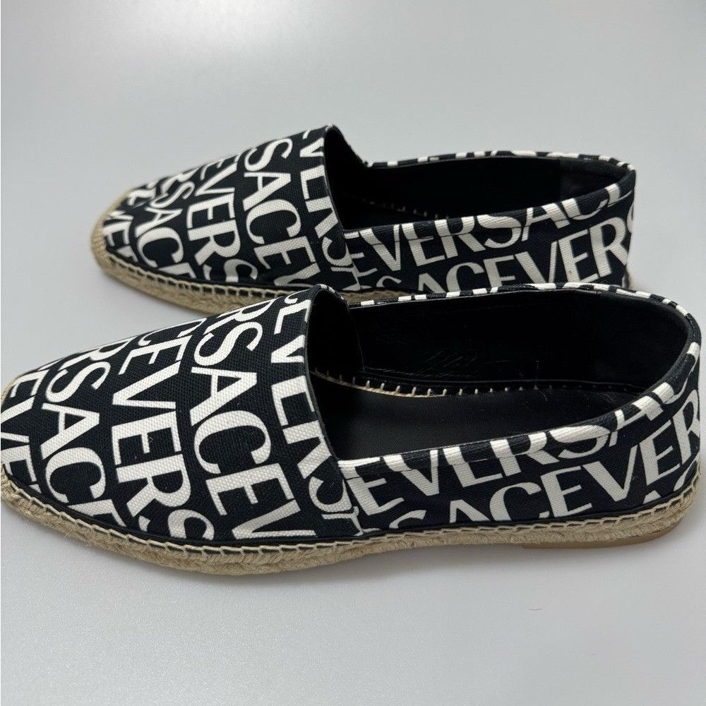 Versace Versace Logo Print Espadrilles Shoes Black White Men’s EU 45 Size US 12 / EU 45 - 3 Thumbnail