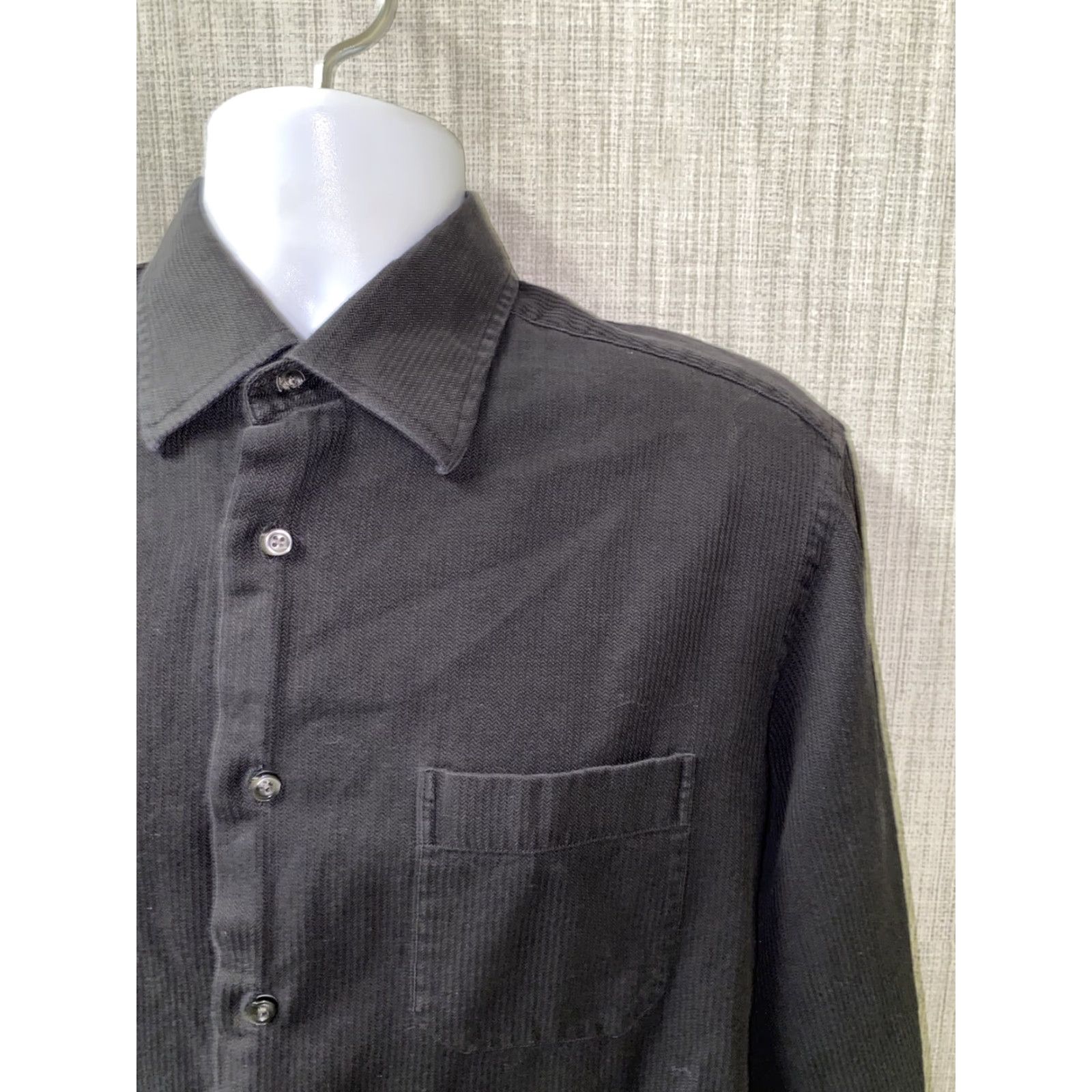Hugo Boss Boss Hugo Boss Mens Black Long Sleeve Button Front Shirt Size 16 Size 42R - 2 Thumbnail