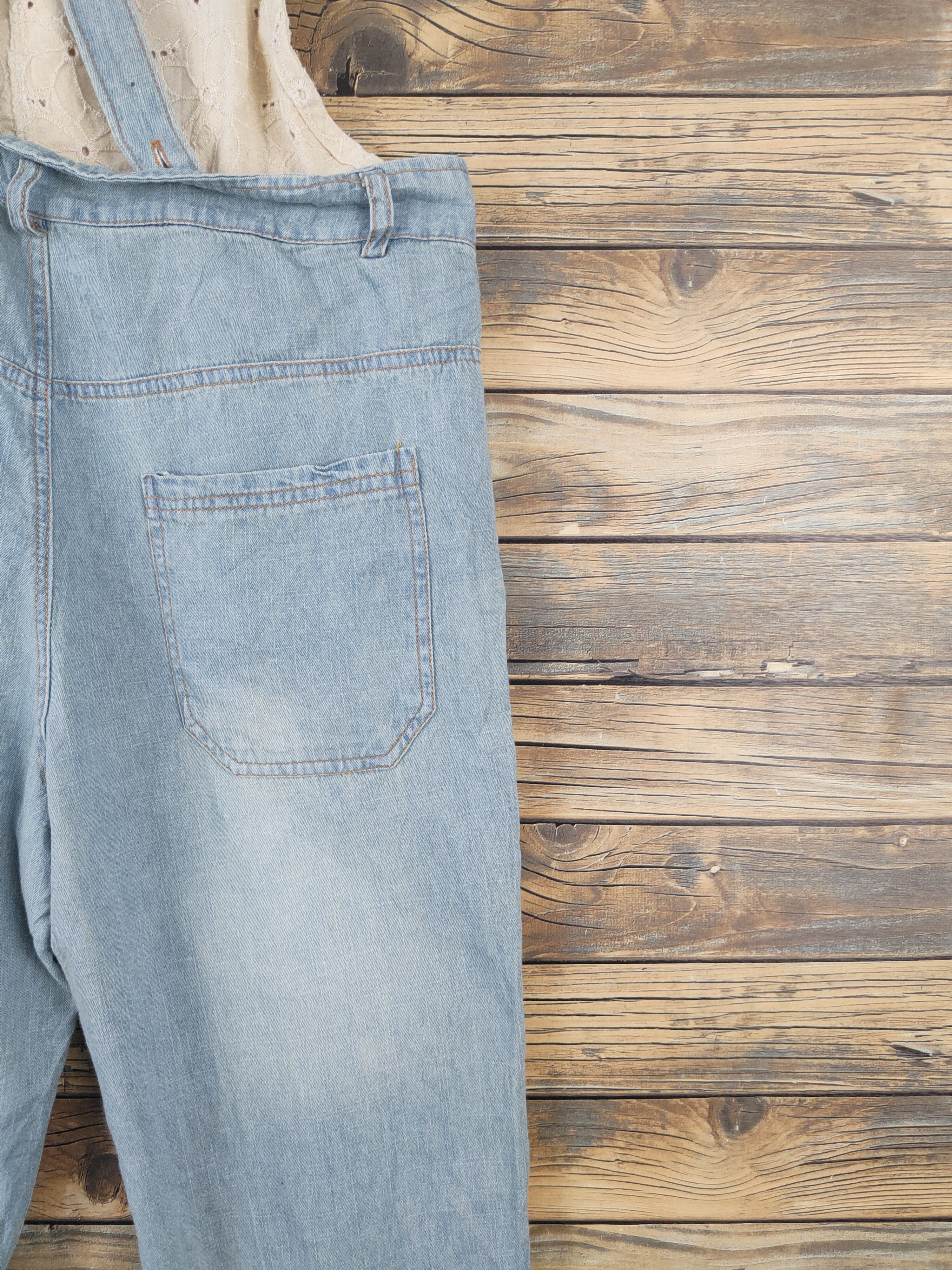 Japanese Brand × Vintage Retro Design 💥 R.F.V Light Blue Soft Denim Jumpsuits Size 33" - 15 Thumbnail