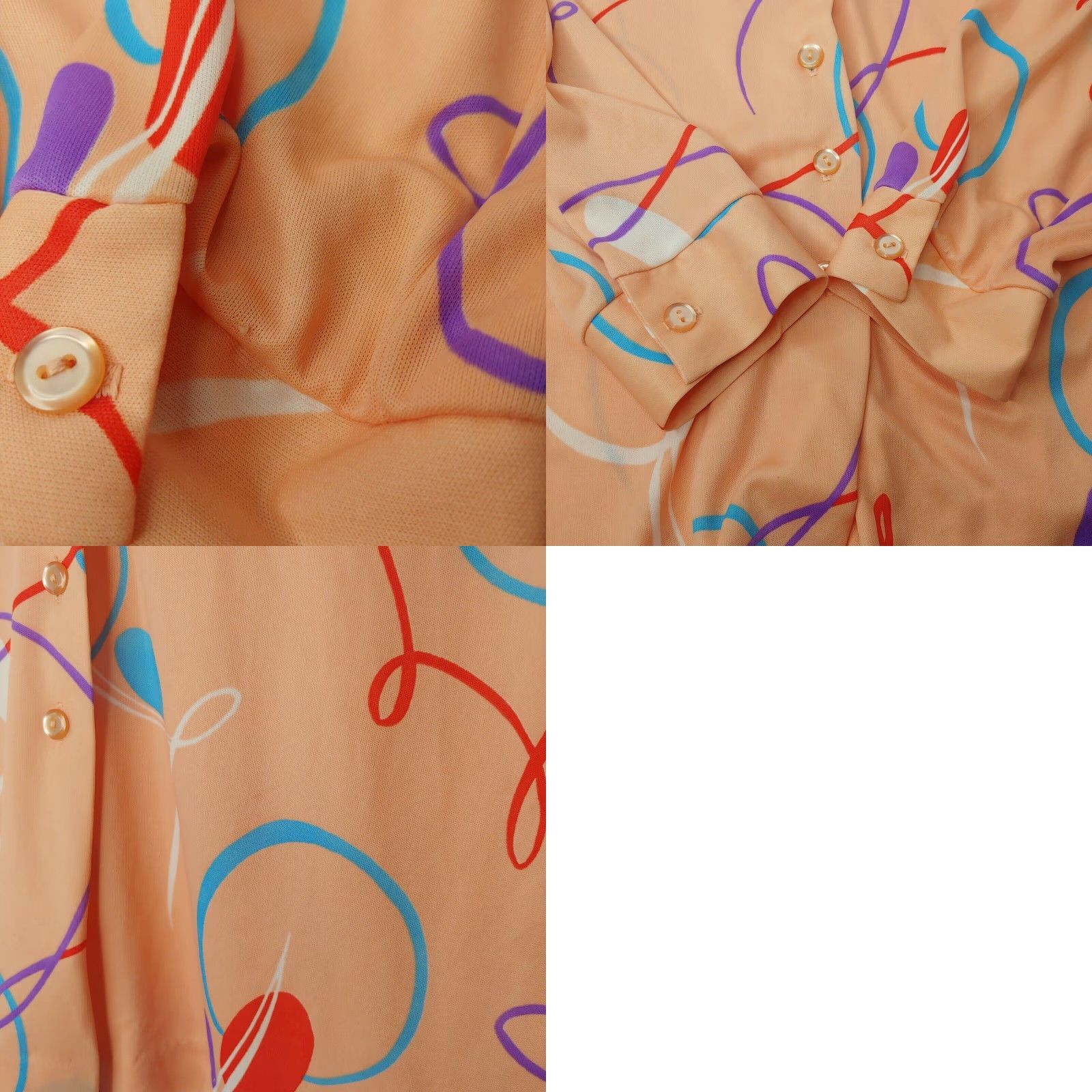 Vintage VINTAGE Blouse Shirt Womens 16 Peach Geometric Disco 1970s 1980s Blouse Size XXL / US 16-18 / IT 52-54 - 8 Thumbnail