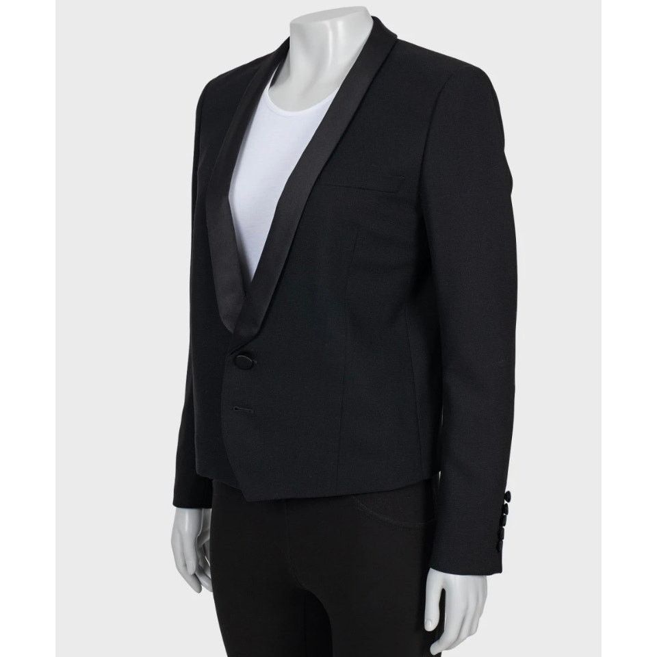 Saint Laurent Paris Saint Laurent Black Wool Jacket with Satin Lapels Sz.40/ L Size M / US 6-8 / IT 42-44 - 2 Thumbnail
