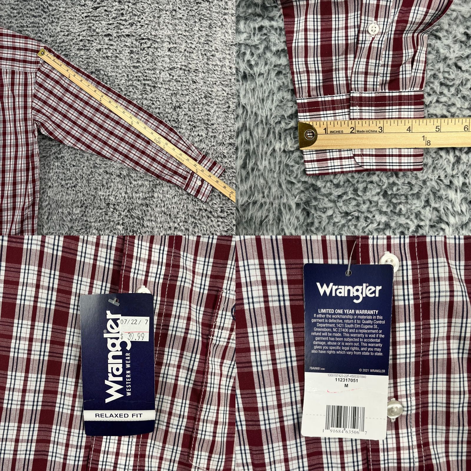 Wrangler Wrangler Shirt Mens Medium Red Plaid Western Button-Up Classic Rodeo Style Size US M / EU 48-50 / 2 - 9 Thumbnail
