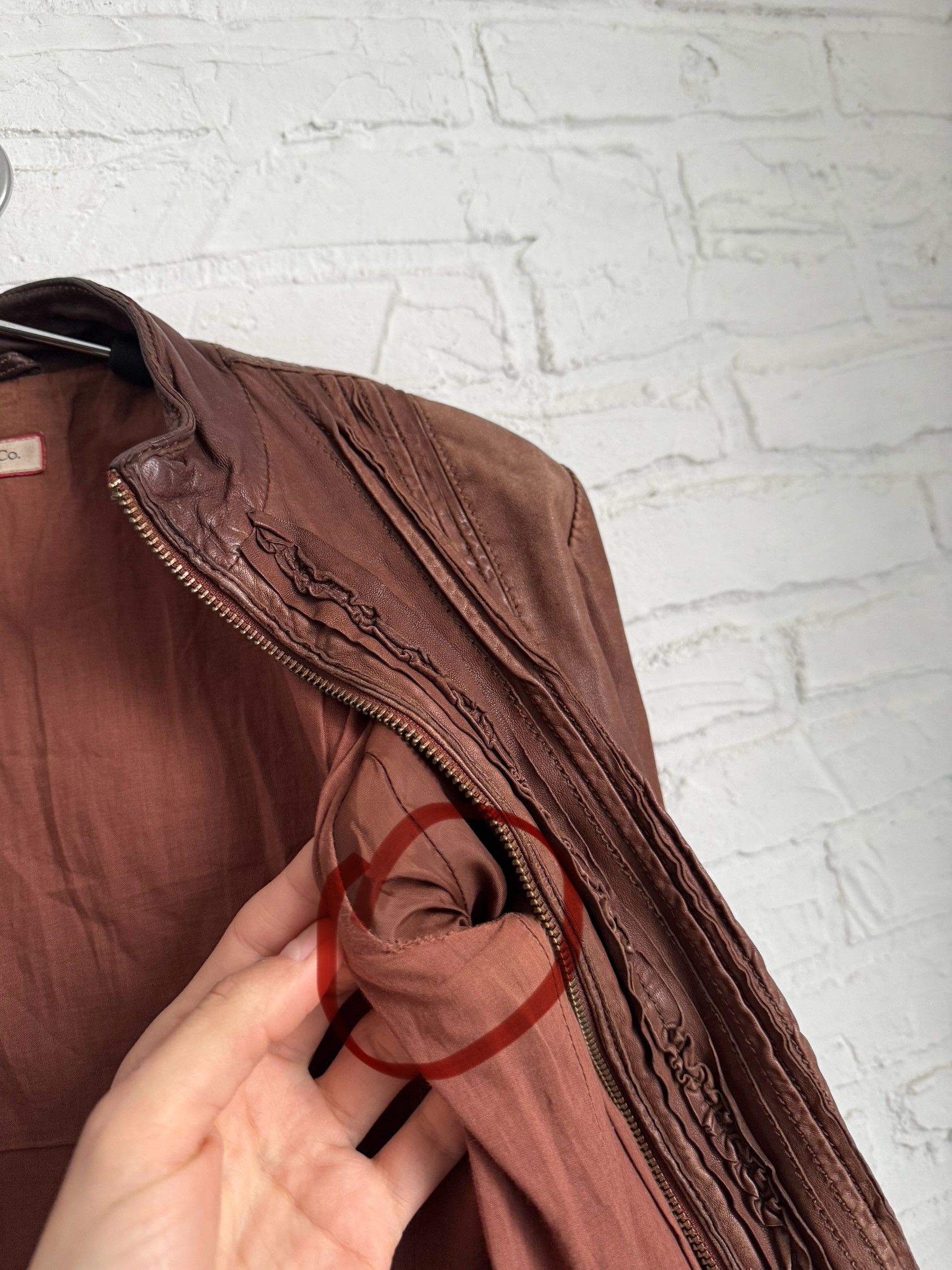 MAX&Co. Vintage Max Mara Max&CO brown leather biker jacket Size S / US 4 / IT 40 - 8 Thumbnail