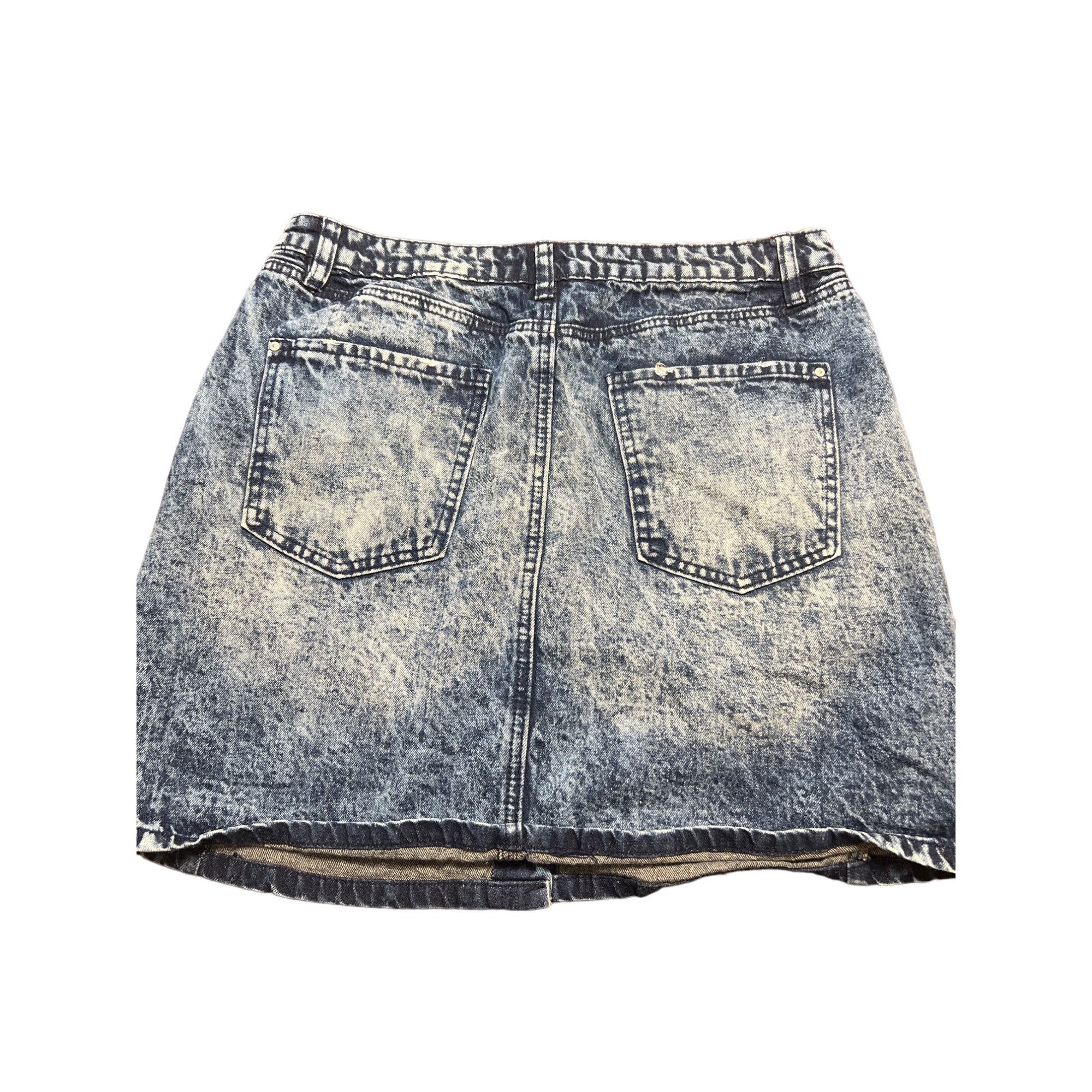Other Refuge Acid Wash Denim Button-Front Mini Skirt Silver Tone H Size 30" / US 8 / IT 44 - 3 Thumbnail