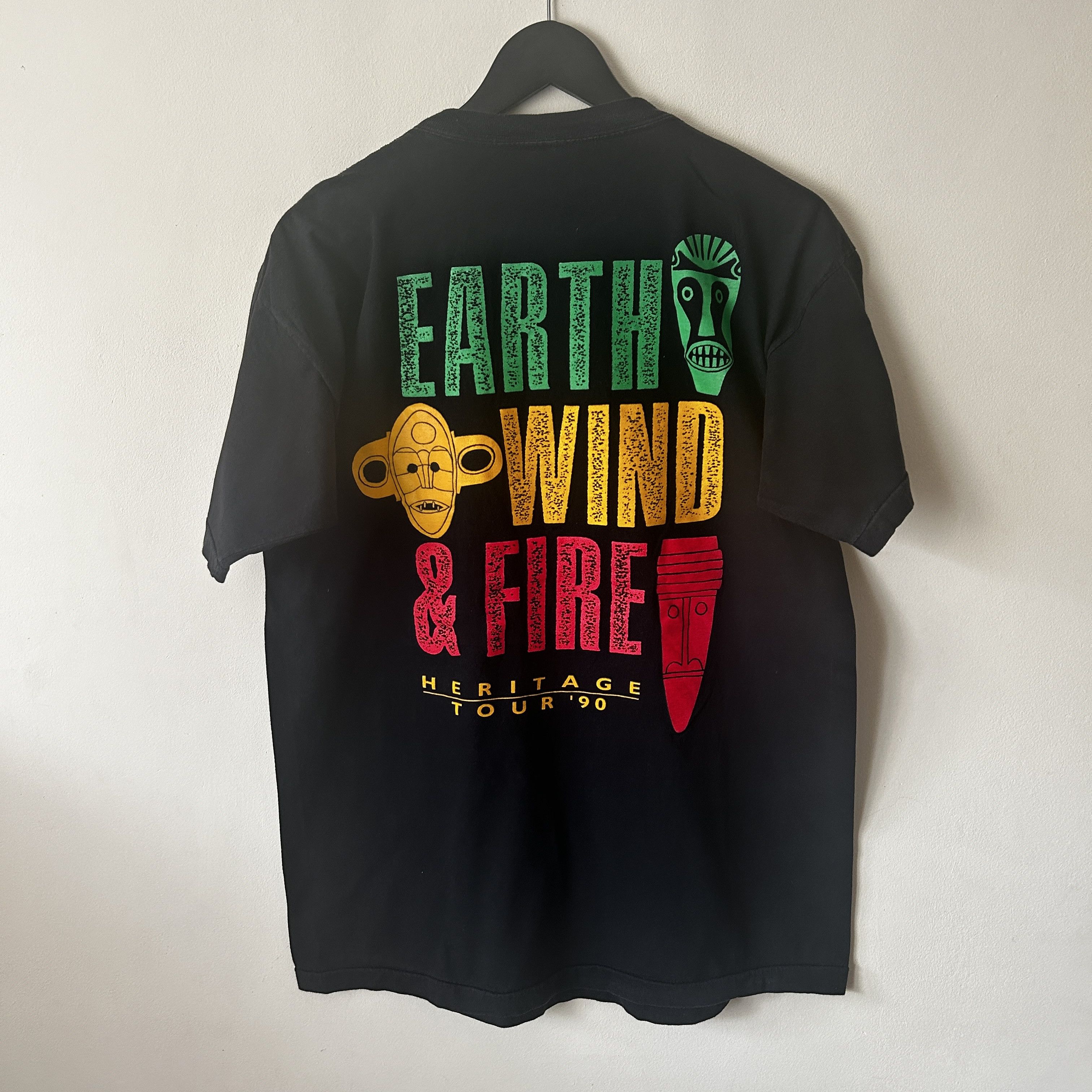 image of Band Tees x Rock T Shirt Vintage Earth Wind & Fire 1990 Band T-Shirt in Black, Men's (Size XL)