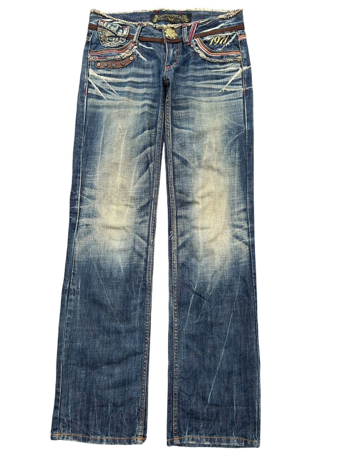 If Six Was Nine × KMRii × Le Grande Bleu (L.G.B.) ☠️ Red Papper Japanese Punk Rusty Faded Denim Jeans Lowrise Size US 30 / EU 46 - 2 Thumbnail