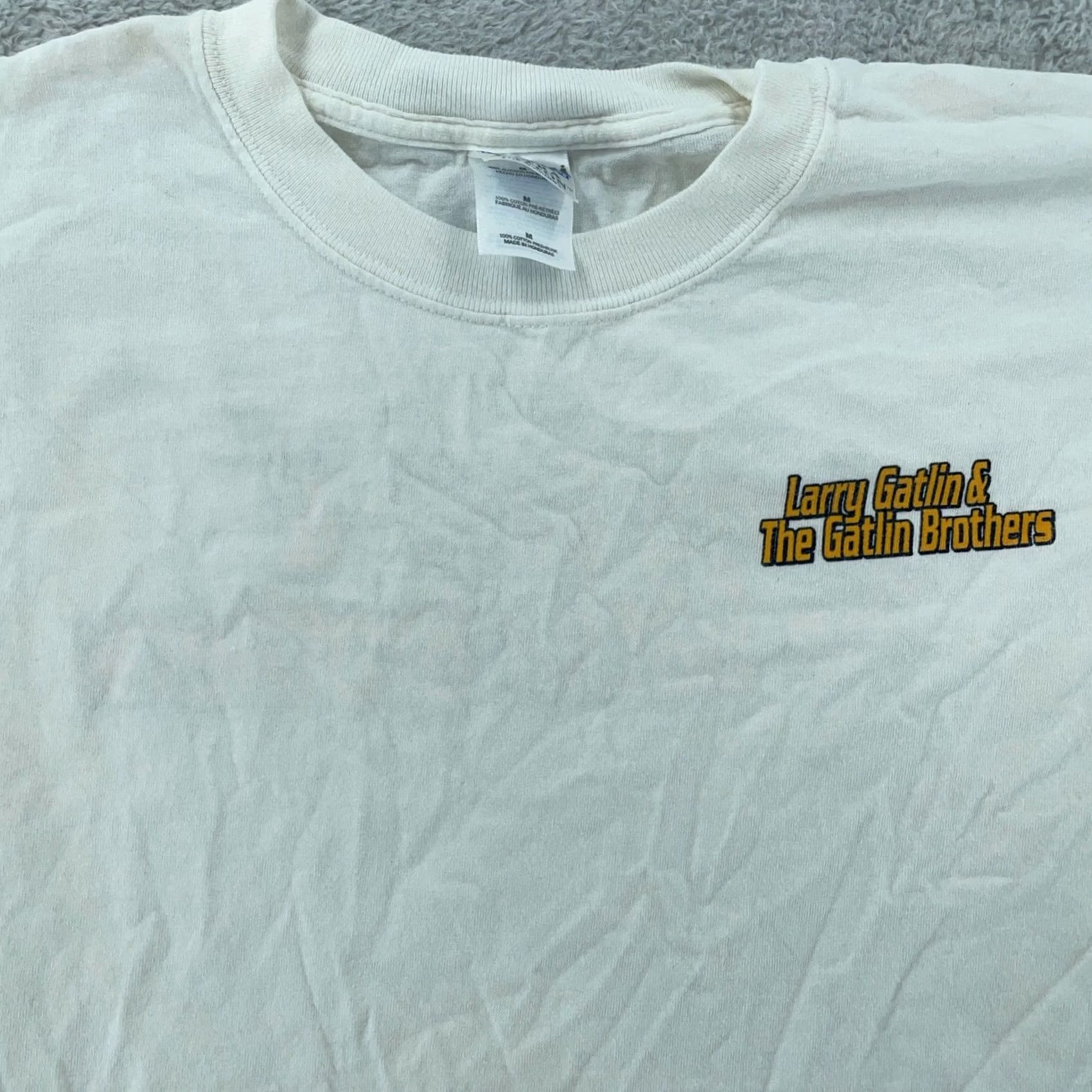 Gildan VINTAGE Larry Gatlin and the Gatlin Brothers T-Shirt Mens M White Cotton Heavyweight Size US M / EU 48-50 / 2 - 2 Thumbnail