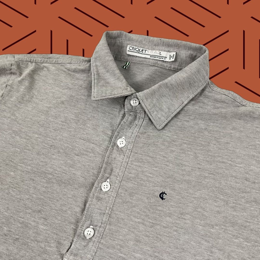Vintage Criquet Polo Shirt Men Large Heather Gray Knit Organic Cotton Casual Preppy Golf Size US L / EU 52-54 / 3 - 1 Thumbnail