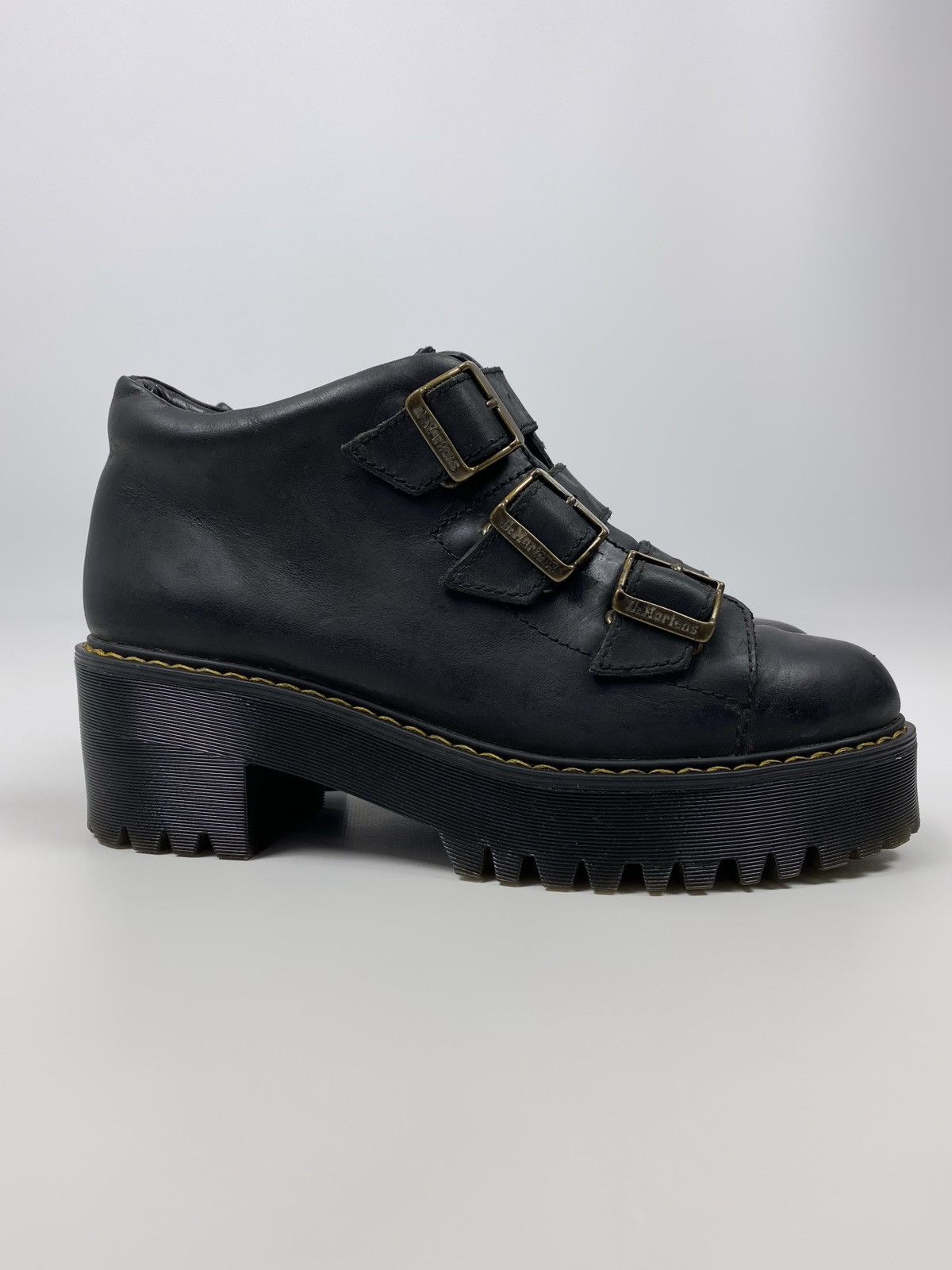 Dr. Martens Dr. Martens Coppola Black Leather Belt Chunky Ankle Boots Size US 8.5 / IT 38.5 - 2 Thumbnail