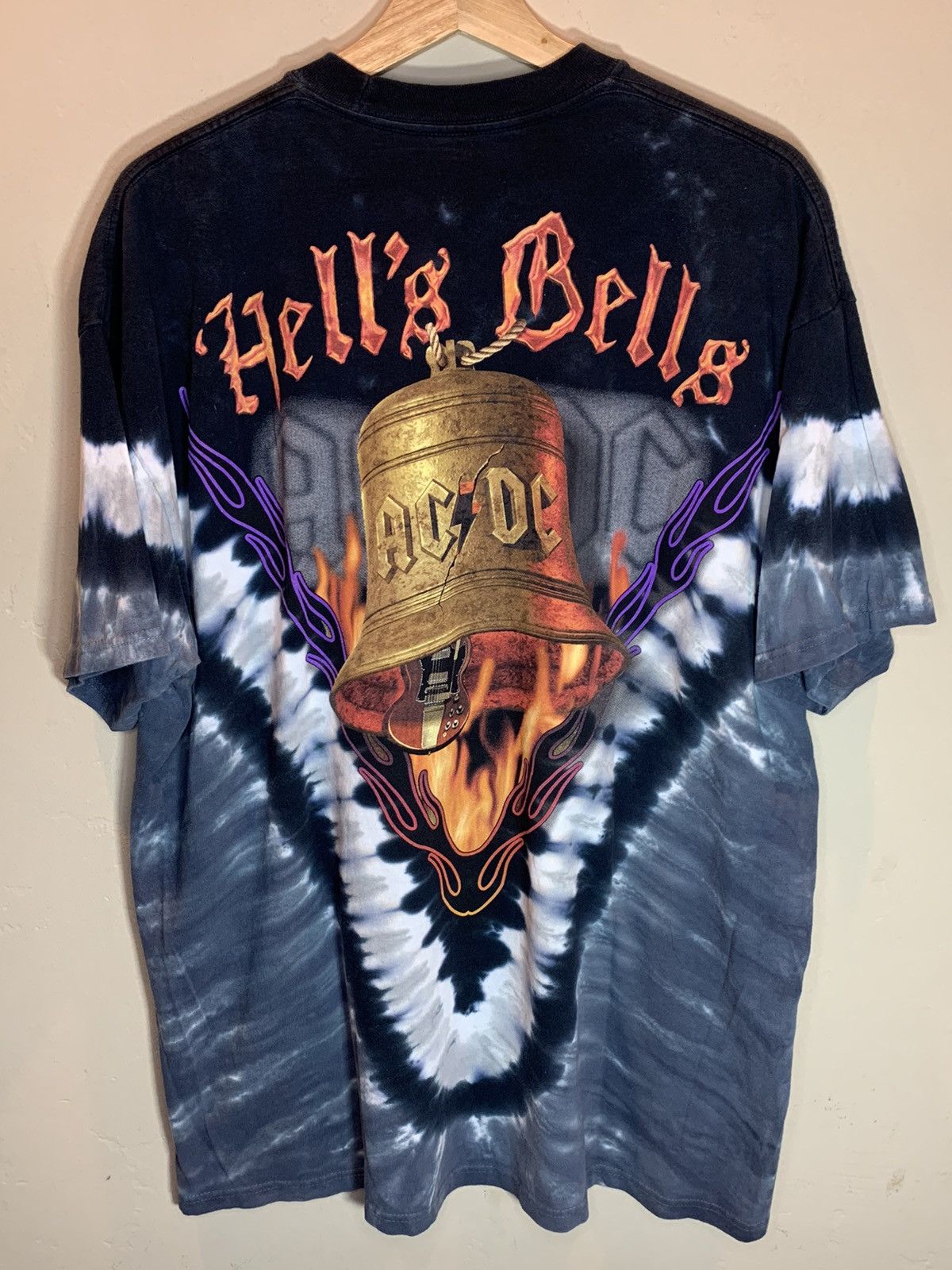 Band Tees *RARE* AC/DC Hell’s Bells Art AOP Tie-Dye Liquid Blue Shirt Size US XXL / EU 58 / 5 - 1 Thumbnail