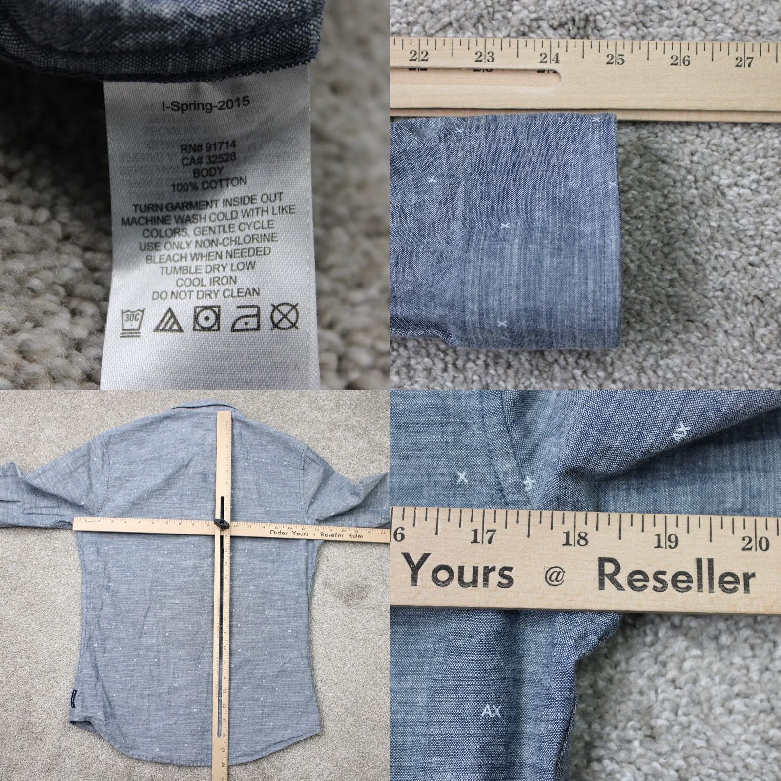 Armani Exchange A/X Armani Exchange Shirt Men XS Blue Geometric Fitted Casual Long Sleeve Cotton Size US XS / EU 42 / 0 - 8 Thumbnail