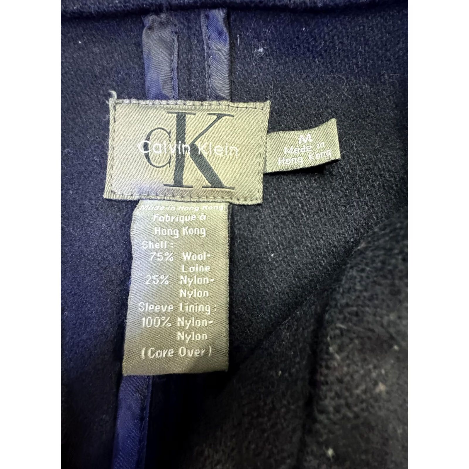 Calvin Klein VINTAGE Calvin Klein Coat Mens Medium Black Wool Pea Coat Classic Winter Size US M / EU 48-50 / 2 - 6 Thumbnail