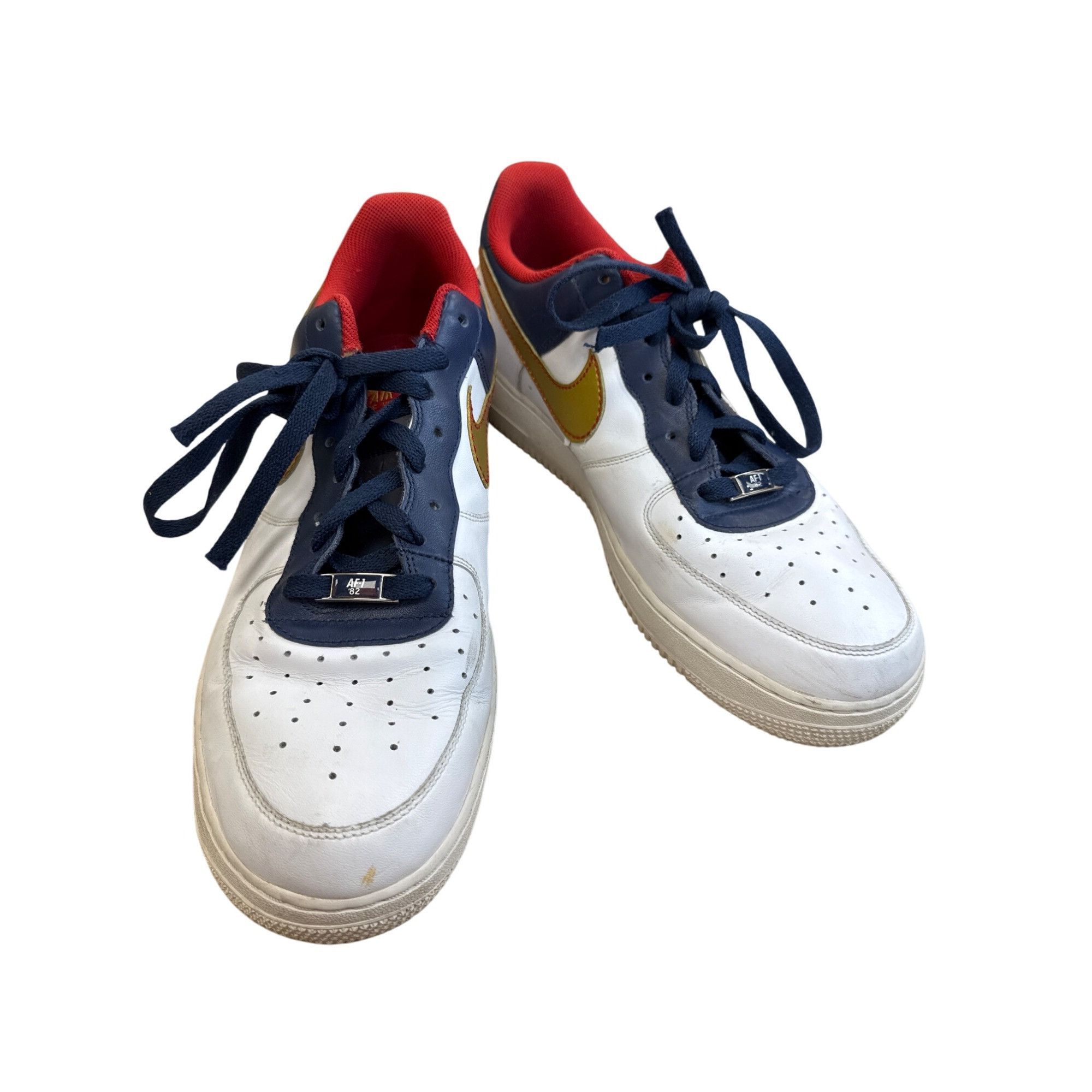 Nike Nike Air Force 1 82 Barkley mens White/Gold/Blue Low-Top Sne Size US 13 / EU 46 - 19 Thumbnail