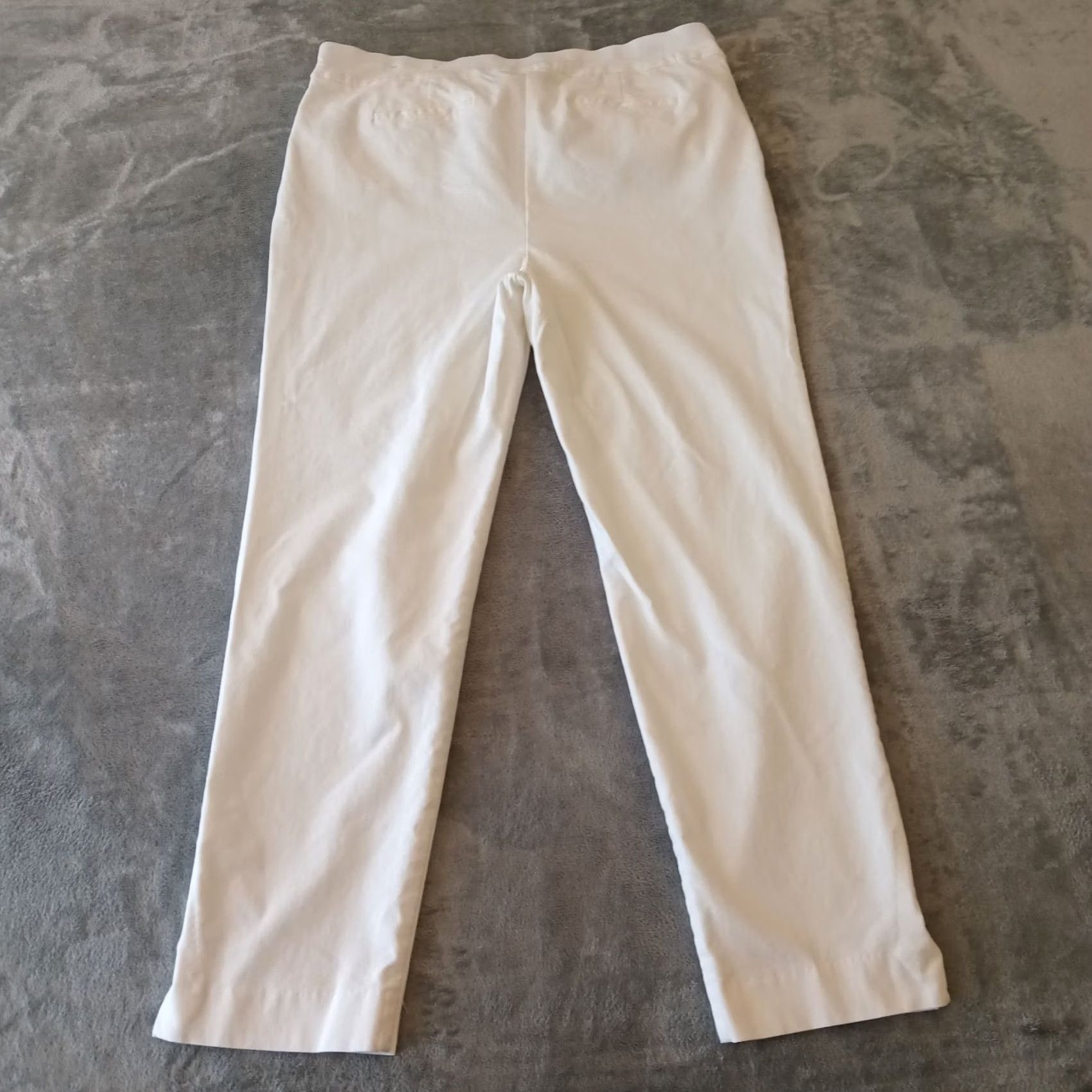 Vintage Chico's Pants Womens 18 Tall White Pull On Straight Ankle Pockets 38x28 Stretch Silk Blend Nylon Rayon Spandex Size 40" / US 18 - 2 Thumbnail