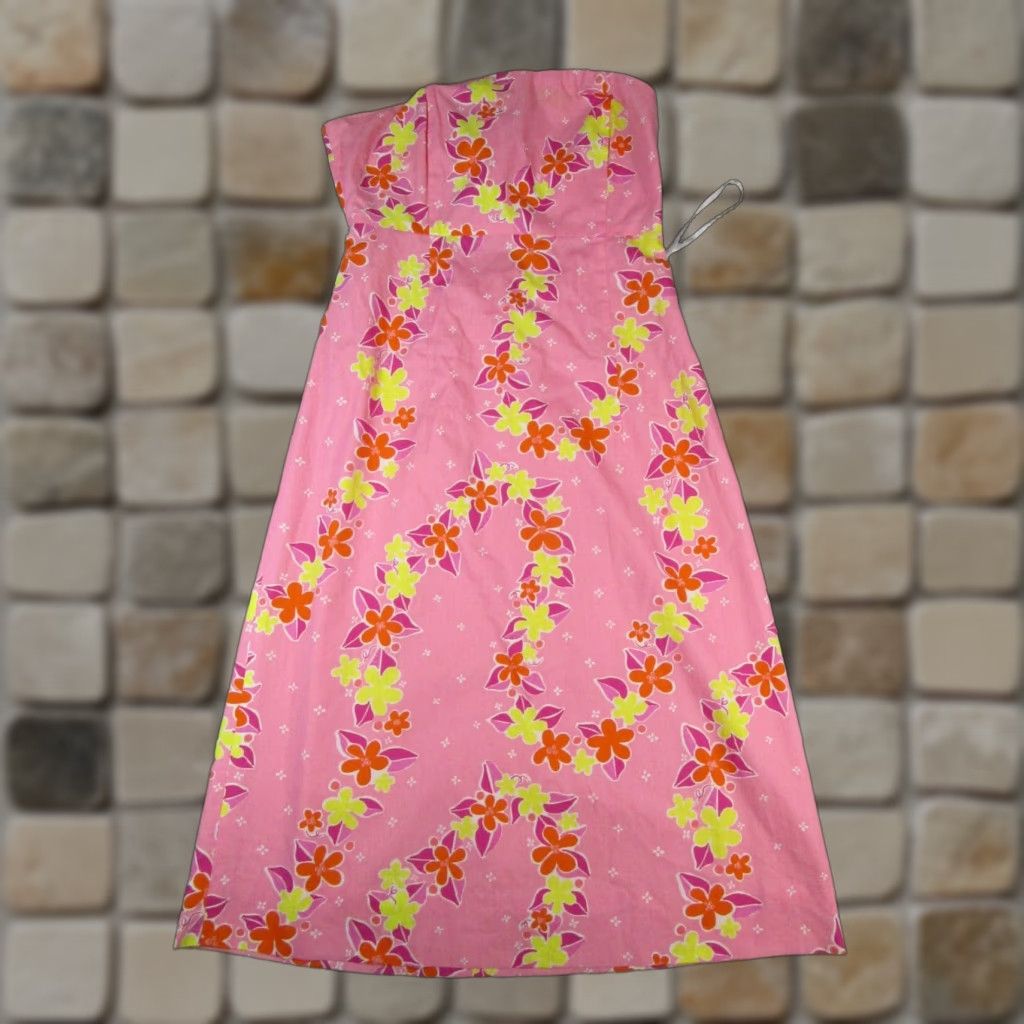 Lilly Pulitzer Lilly Pulitzer Dress Womens 6 Pink Floral Cotton Sleeveless Cowl Neck Tie Short Sundress Fit & Flare 90s? Size M / US 6-8 / IT 42-44 - 1 Thumbnail