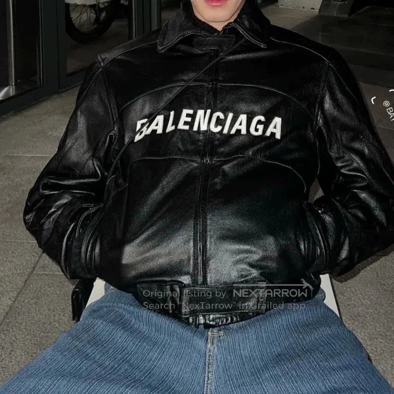 Balenciaga Balenciaga Logo Leather Biker Jacket. Size US M / EU 48-50 / 2 - 5 Thumbnail