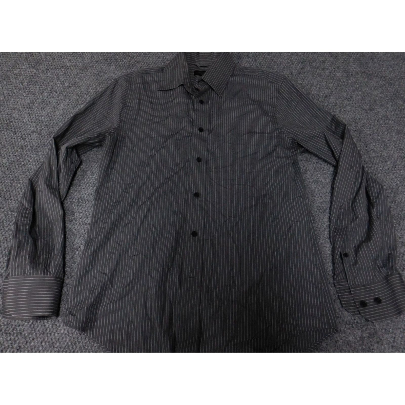 Express Express Shirt Mens 14.5 Black Design Studio Striped Button-Down Long Sleeve Collared Cotton Knit 2 Ply Vintage No Slimming Regular Button-Up Mens Size US M / EU 48-50 / 2 - 2 Thumbnail