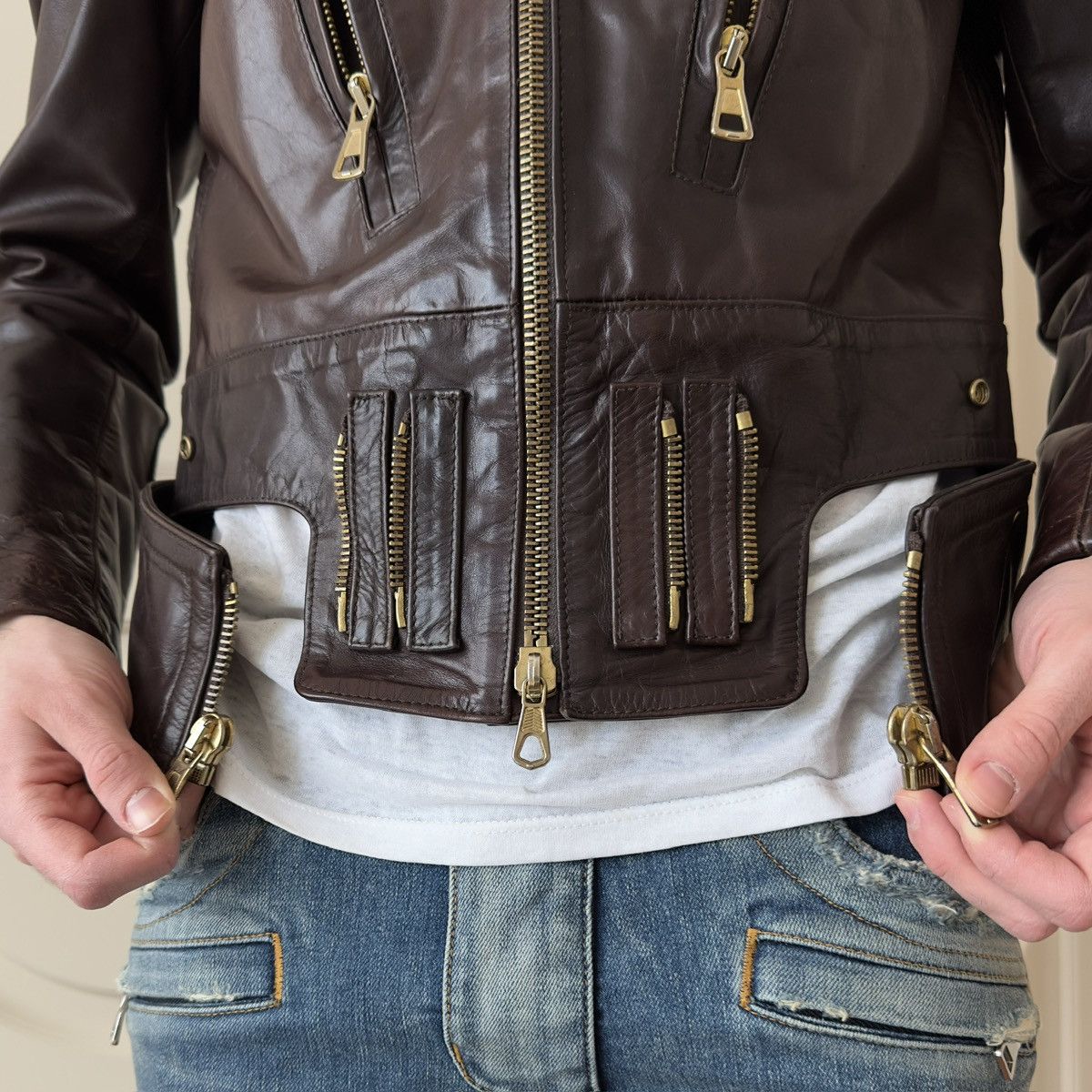 Dsquared2 F/W 2002 Dsquared2 Biker Leather Jacket Size 48 Homeless Size US M / EU 48-50 / 2 - 5 Thumbnail