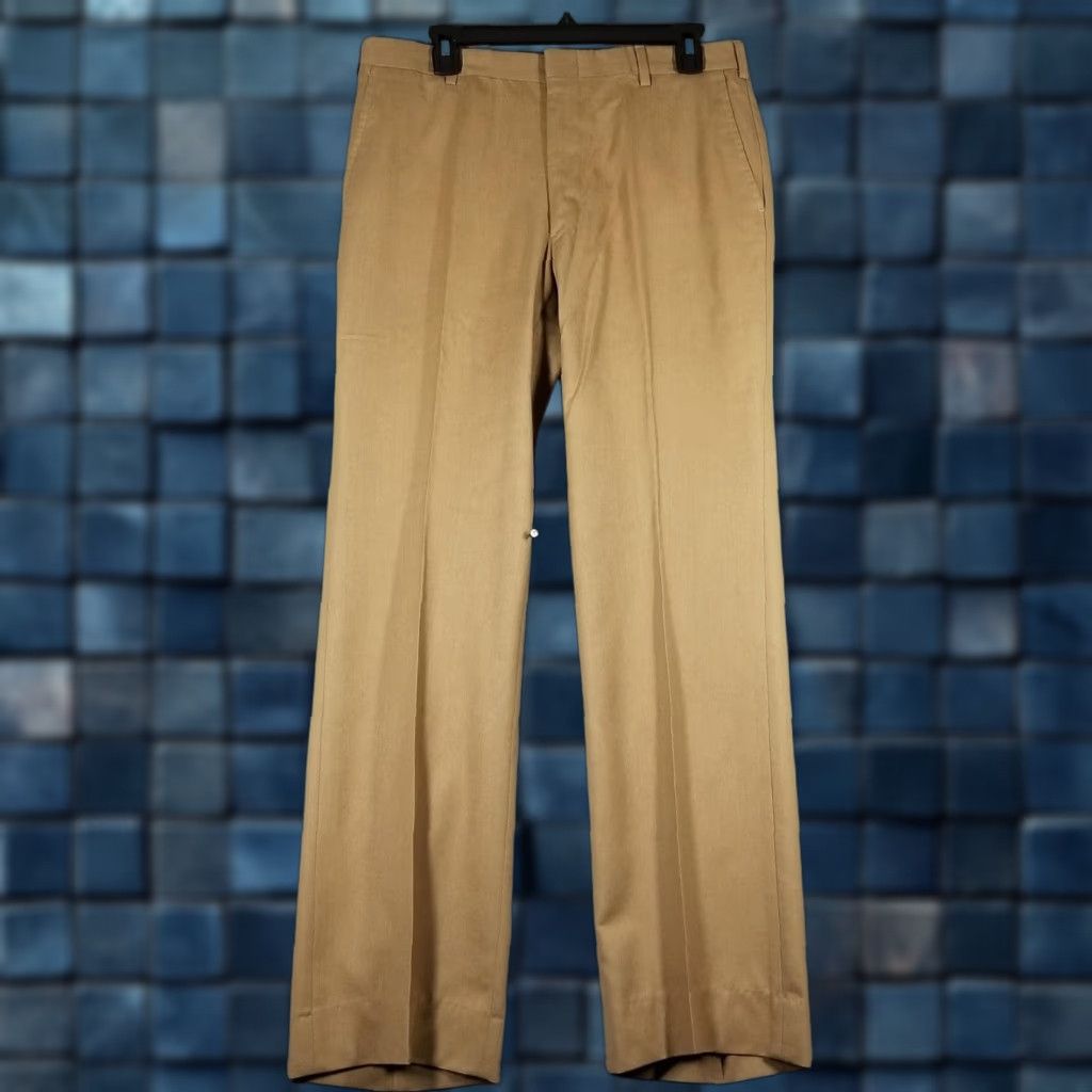 Vintage VINTAGE John Alexander Dress Pants Mens 34 Khaki Tan Wool Flat Front Trousers Made USA Mens Size US 34 / EU 50 - 1 Thumbnail