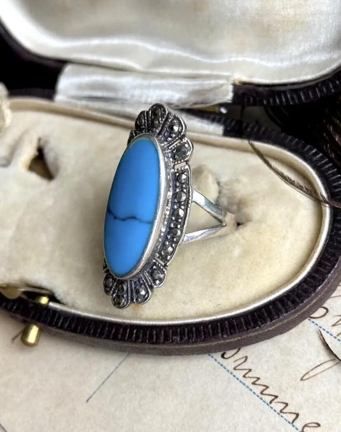 Jewelry Vintage Sterling Silver 925 Ring Natural Turquoise Size 6 Size ONE SIZE - 1 Thumbnail