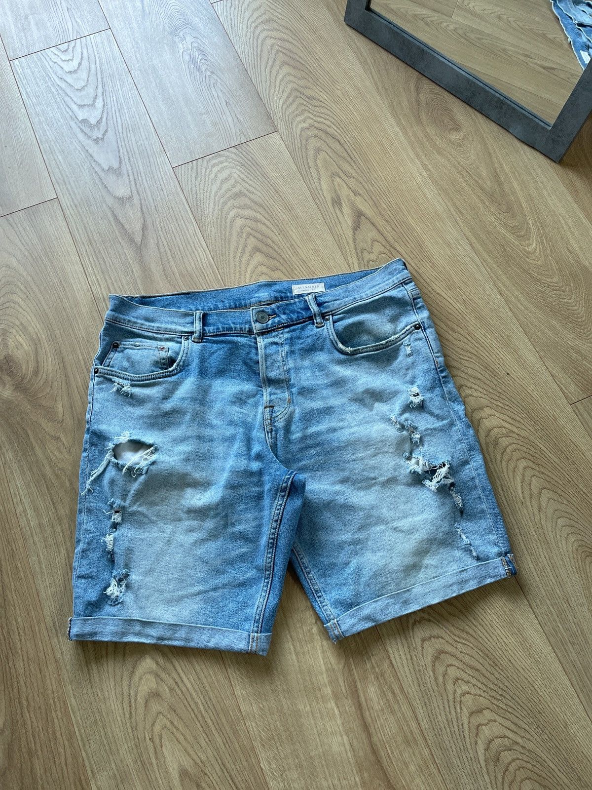 Allsaints Allsaints Switch denim Shorts Damaged Distressed Size US 34 / EU 50 - 1 Thumbnail
