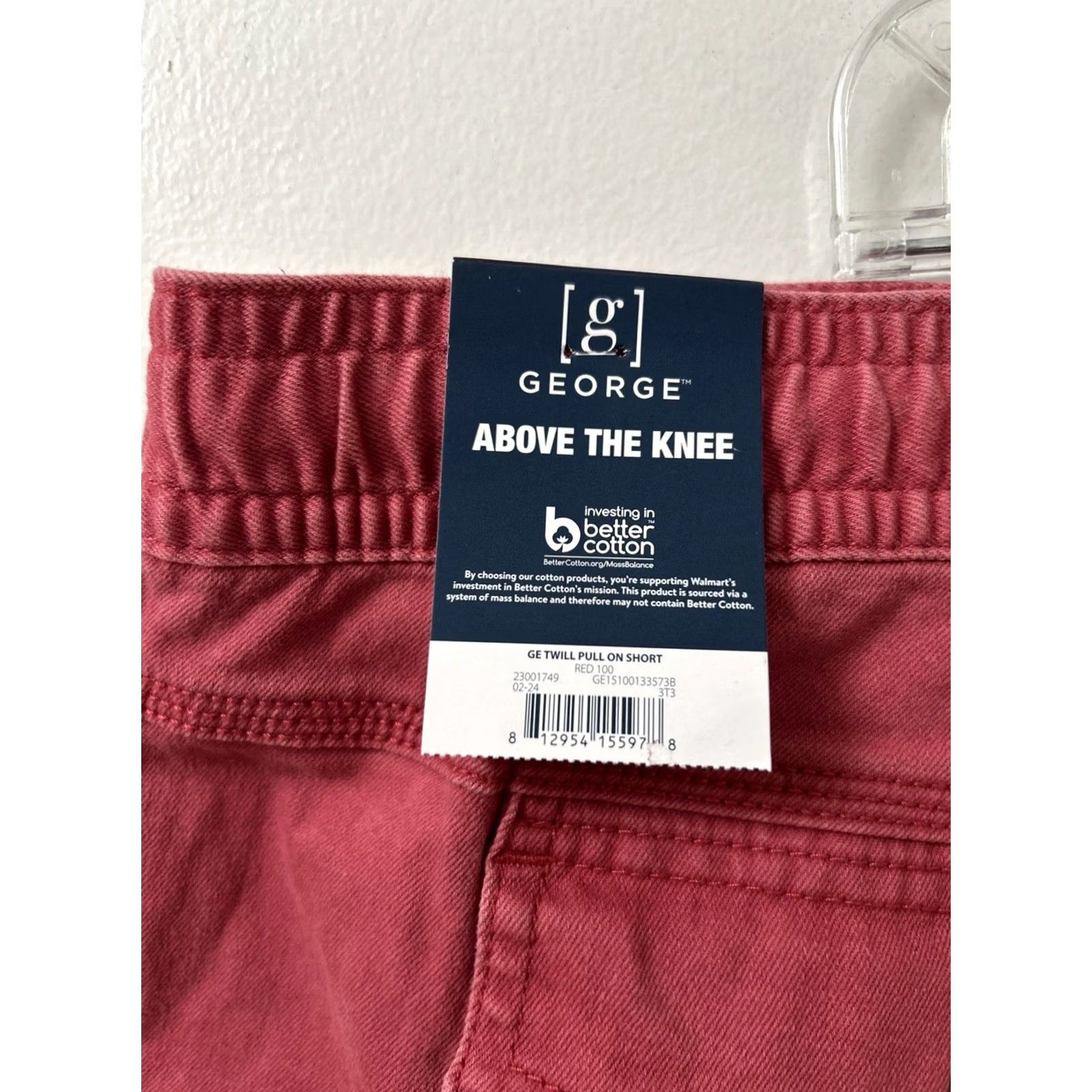 George George Twill Shorts Mens 2XL Red Elastic Waist 8" Inseam NWT Jeans? Size US 44 / EU 60 - 5 Thumbnail